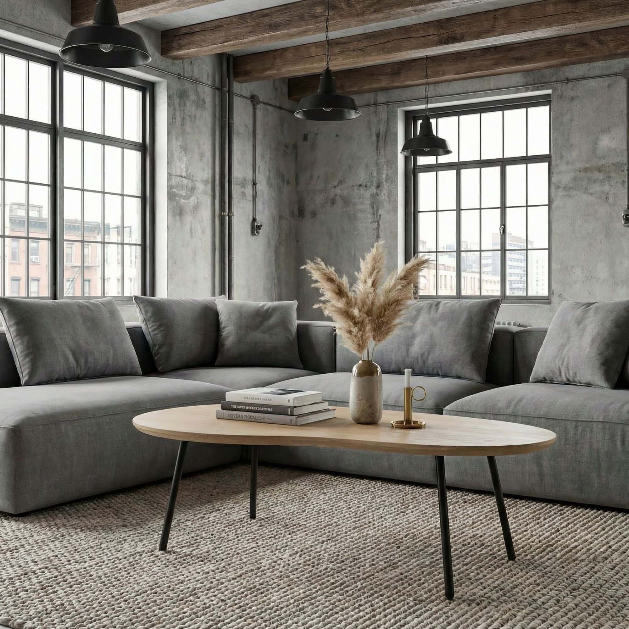 Couchtisch Nierenform Mango Massivholz white wash 122 cm - Wohnzimmertisch Holz - Sofatisch Retro - Beistelltisch Metall Gestell - Design Tisch Handmade