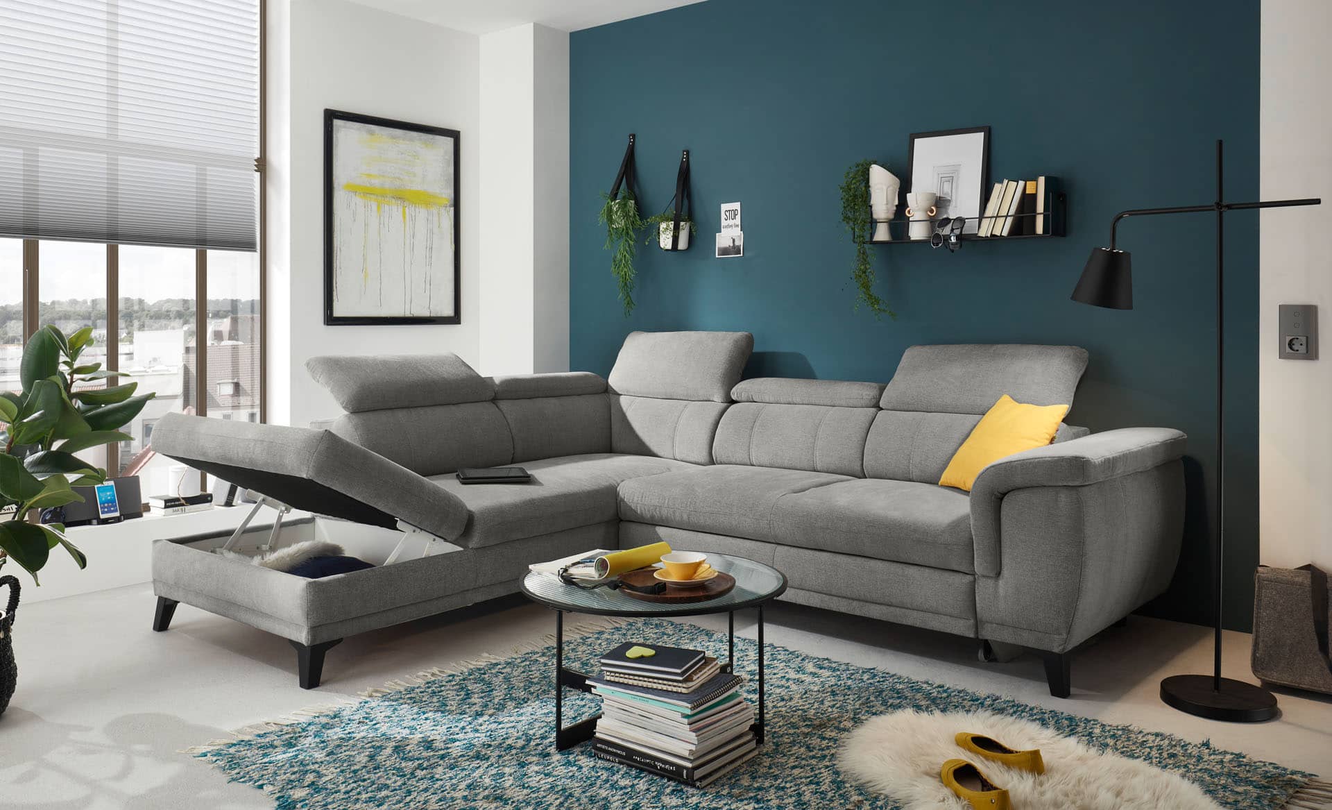 Ecksofa Albany mit Schlaffunktion und Bettkasten von Ed Exciting Design in verschiedenen Farben Ecksofa Albany mit Schlaffunktion und Bettkasten von Ed Exciting Design in verschiedenen Farben