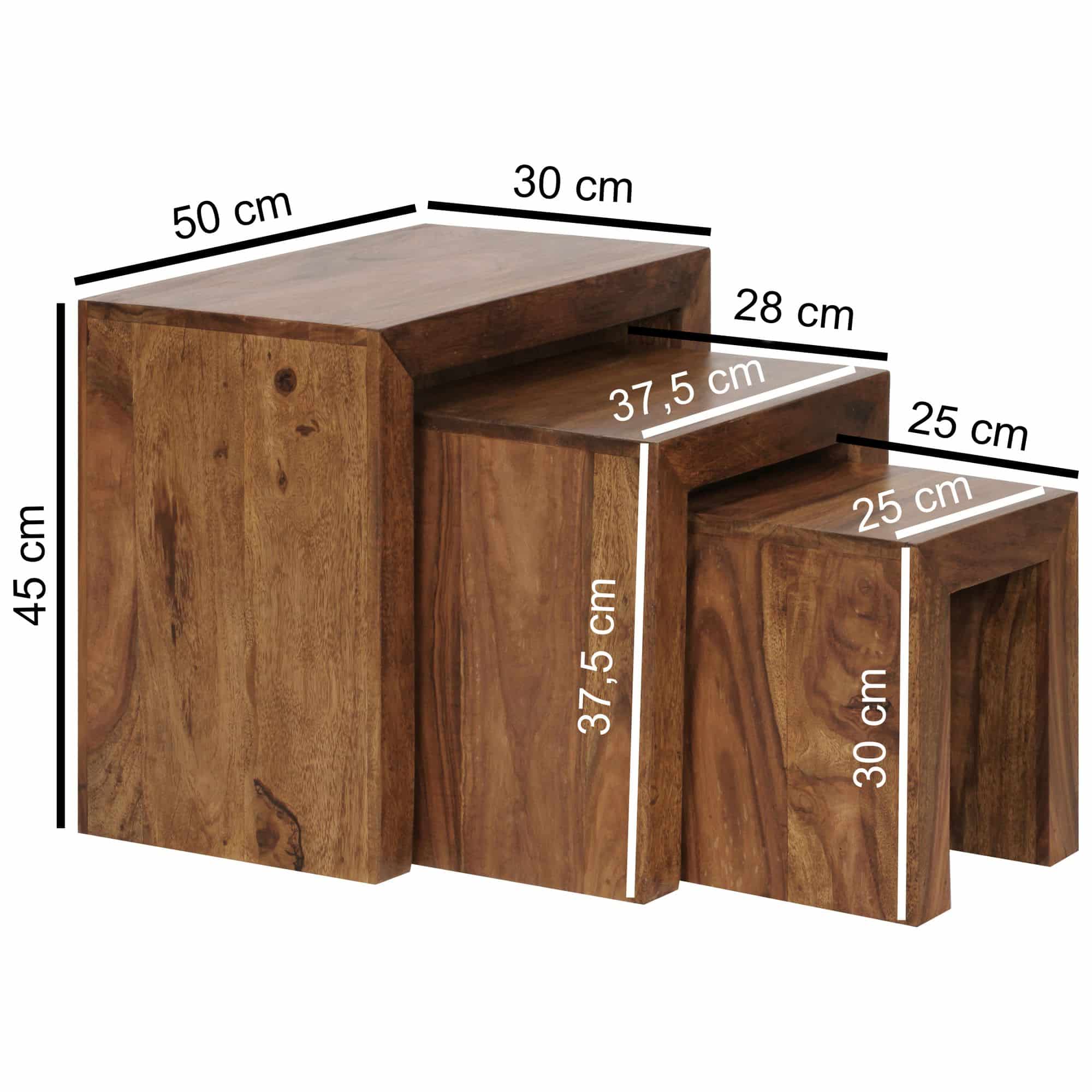 31308-WOHNLING-3er-Set-Satztisch-MUMBAI-Massiv-Ho_5jEofbjceIgxaH 3er Set Satztisch Massiv-Holz Sheesham Wohnzimmer-Tisch Landhaus-Stil Beistelltisch dunkel-braun Naturholz