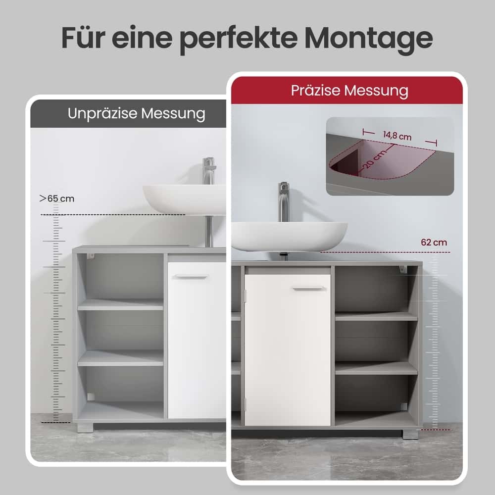 Badezimmerschrank, Waschbeckenunterschrank, mit verstellbaren Ablagen und Füßen