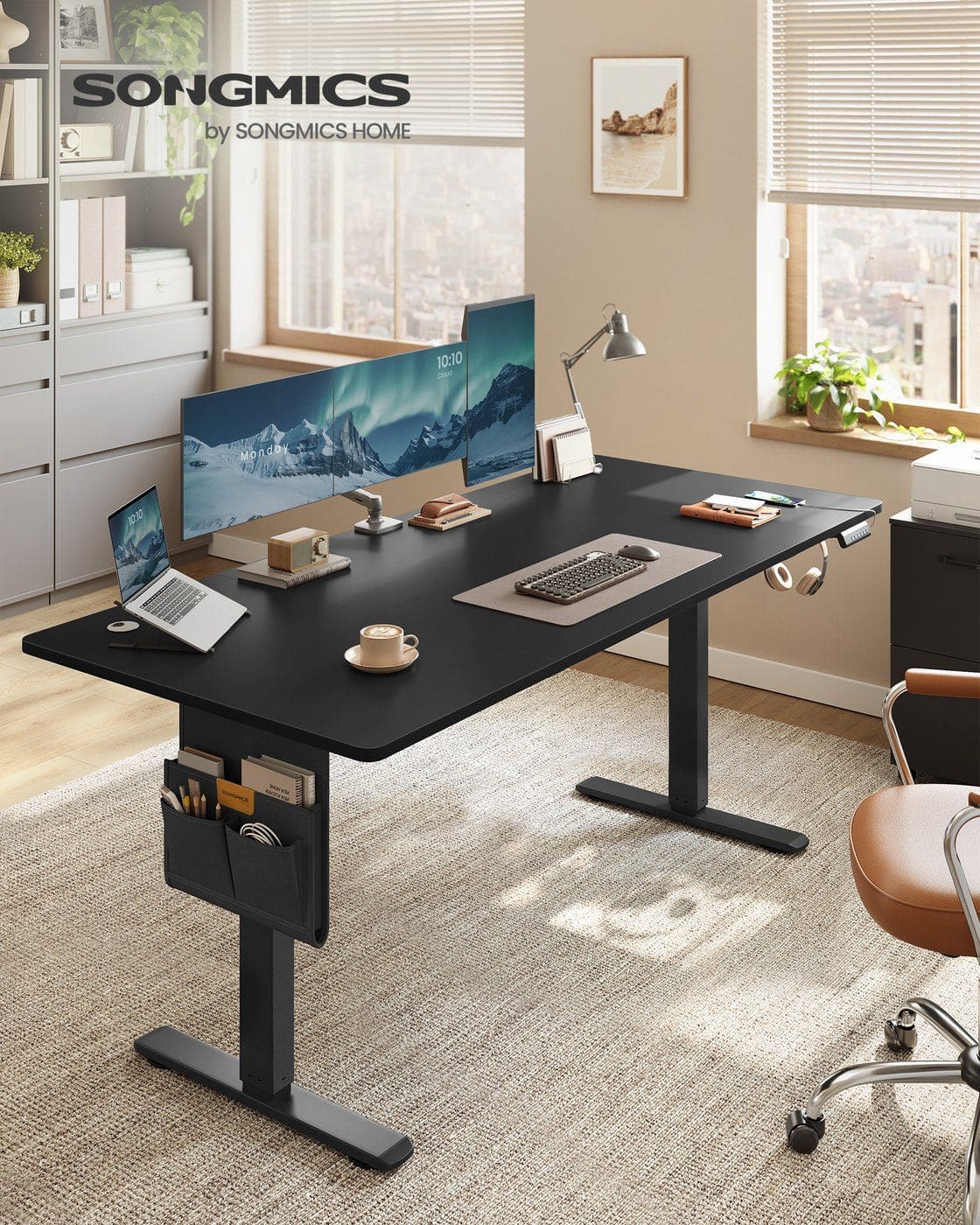 Höhenverstellbarer Schreibtisch elektrisch 180 x 80 cm tintenschwarz Höhenverstellbarer Schreibtisch elektrisch 180 x 80 cm tintenschwarz