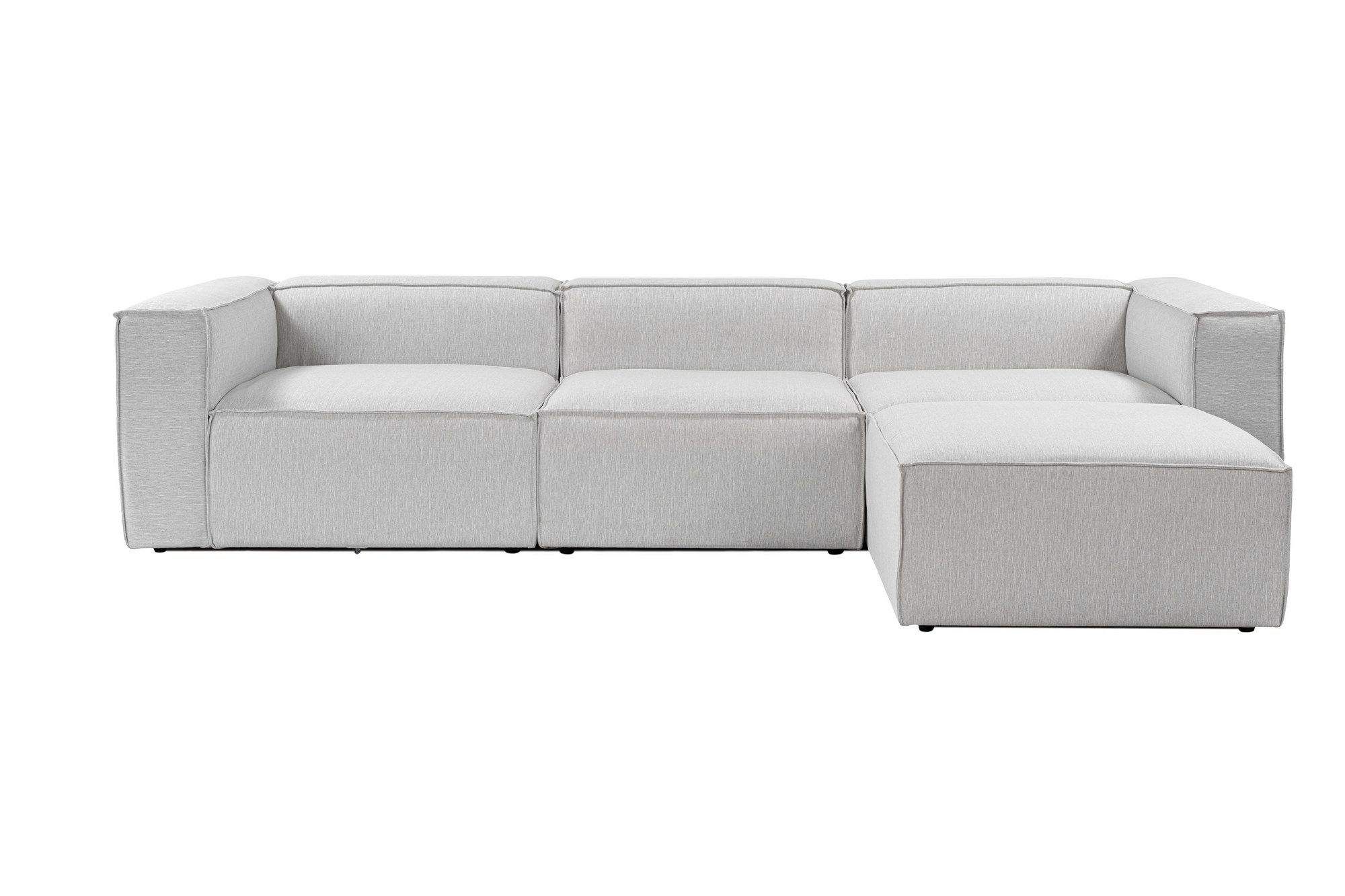 Ecksofa Fora – beidseitig montierbar, Leinenbezug, stabiles Holzgestell