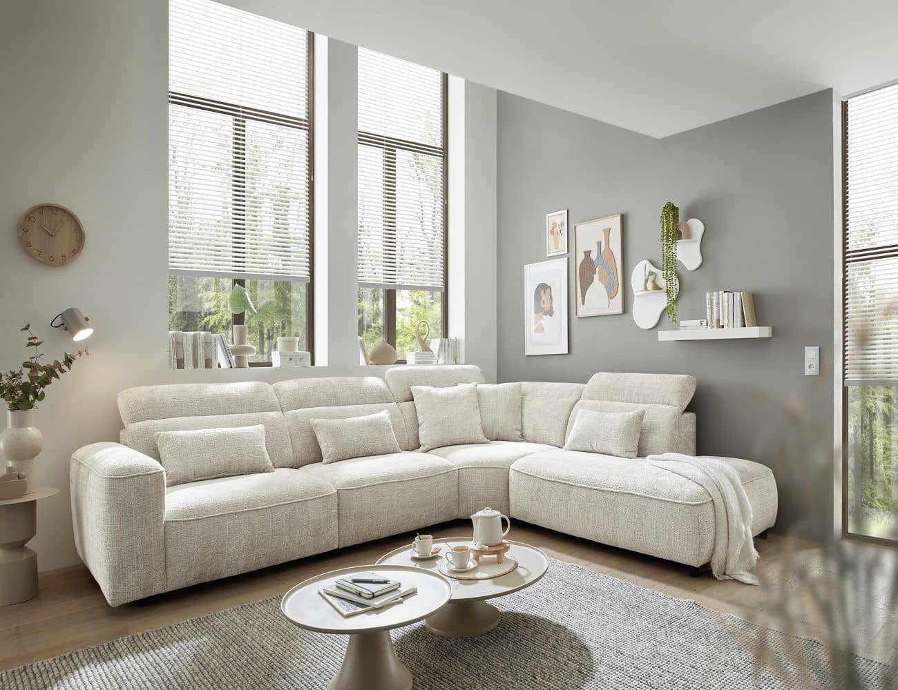 Ecksofa Mansfield Ivory mit Kopflehnen Ecksofa Mansfield Ivory mit Kopflehnen