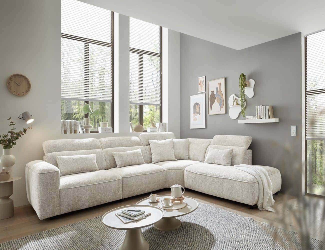 Ecksofa Mansfield Ivory mit Kopflehnen Ecksofa Mansfield Ivory mit Kopflehnen