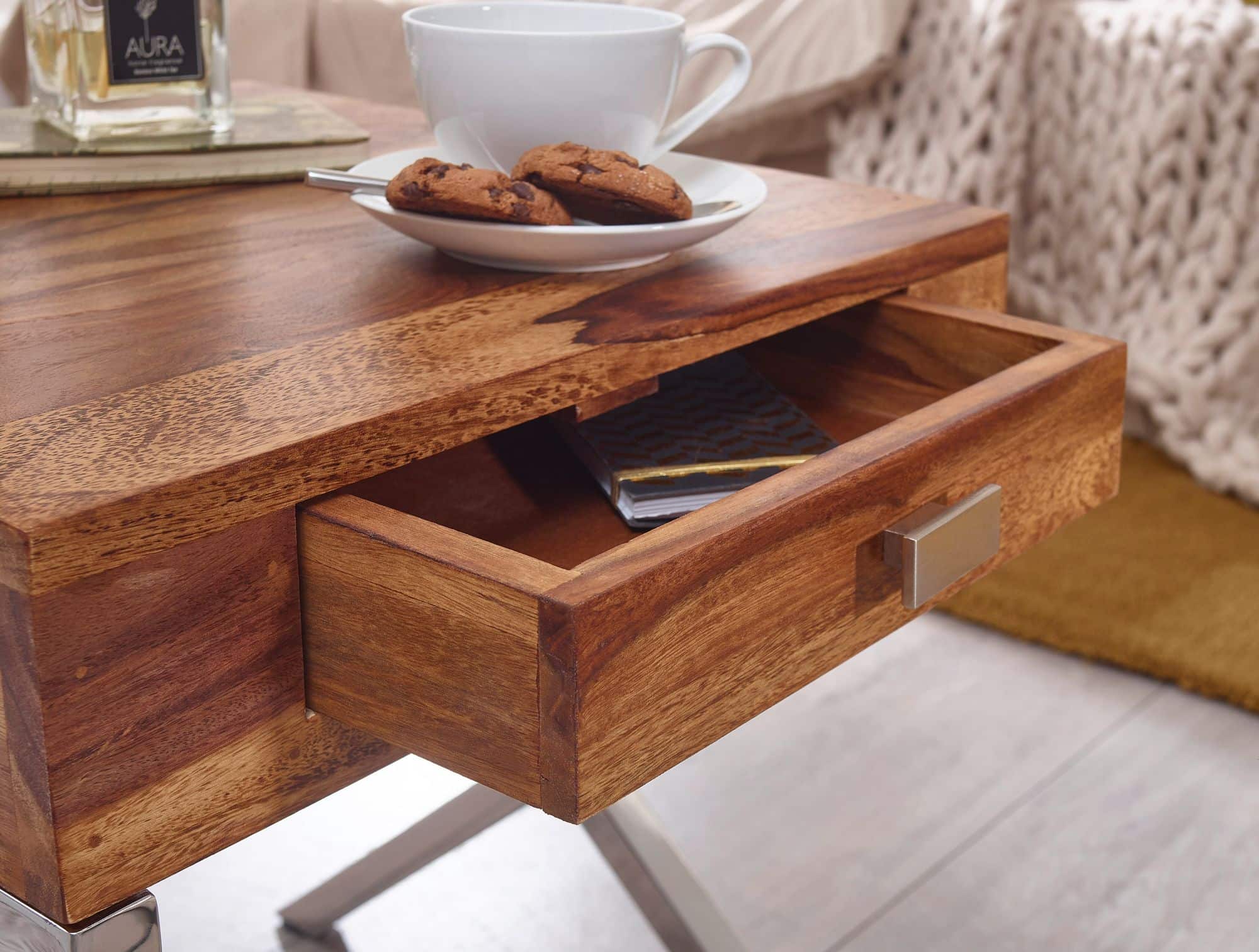 36245-WOHNLING-Nachttisch-GUNA-Massiv-Holz-Sheesham-Nacht-Kommode-45-cm-1-Schublade-Metallbeine-Nachtschrank-Landhaus-Echt-Holz Nachttisch GUNA Massiv-Holz Sheesham Nacht-Kommode 45 cm 1 Schublade mit Metallbeine Nachtschrank Landhaus-Stil Echt-Holz Nachtkästchen dunkel-braun Nacht-Konsole Natur-Produkt Schlafzimmer-Möbel