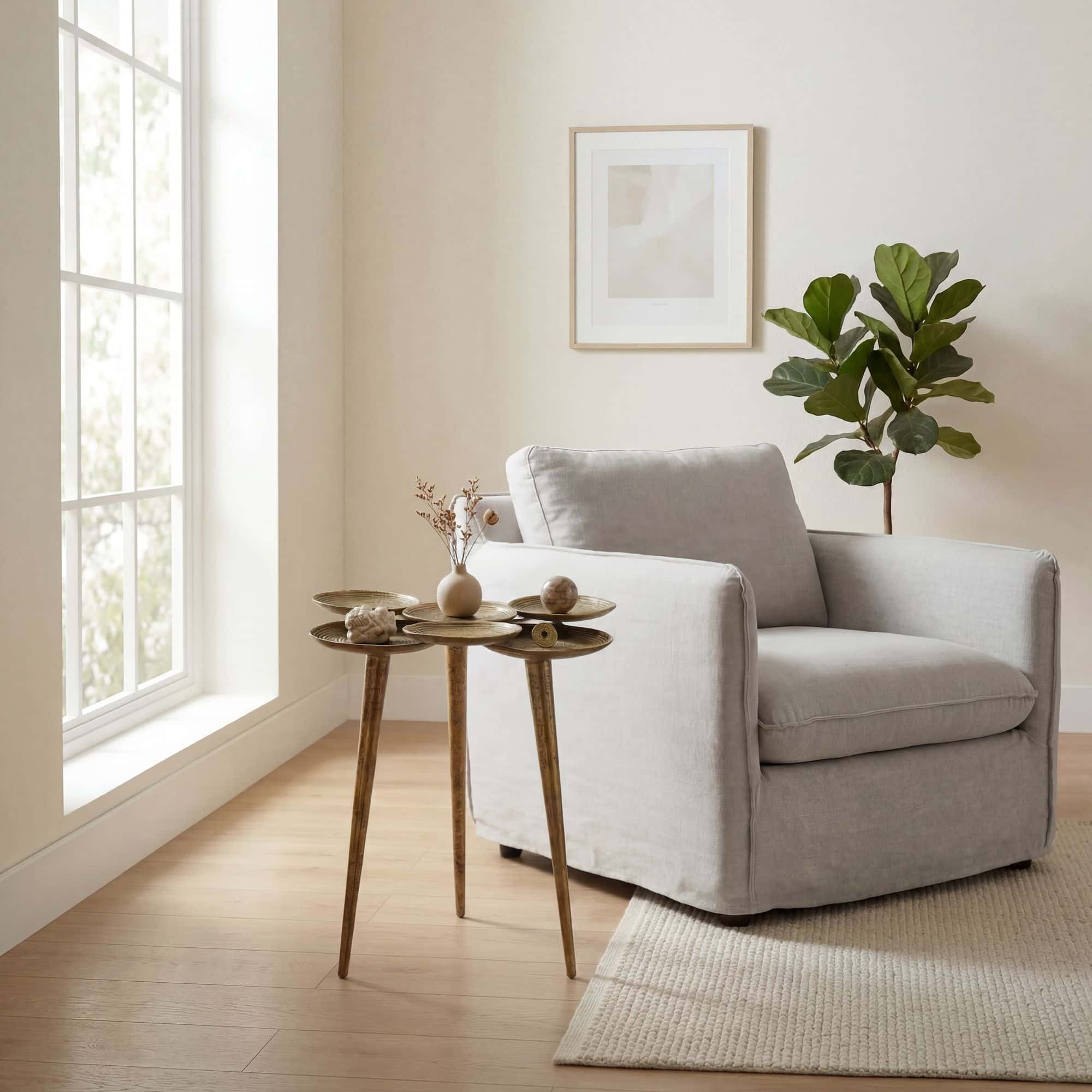 Beistelltisch Aluminium 46cm Gold - Couchtisch klein rund - Sofatisch modern - Wohnzimmertisch Metall - Design Tisch Ablagetisch Handmade