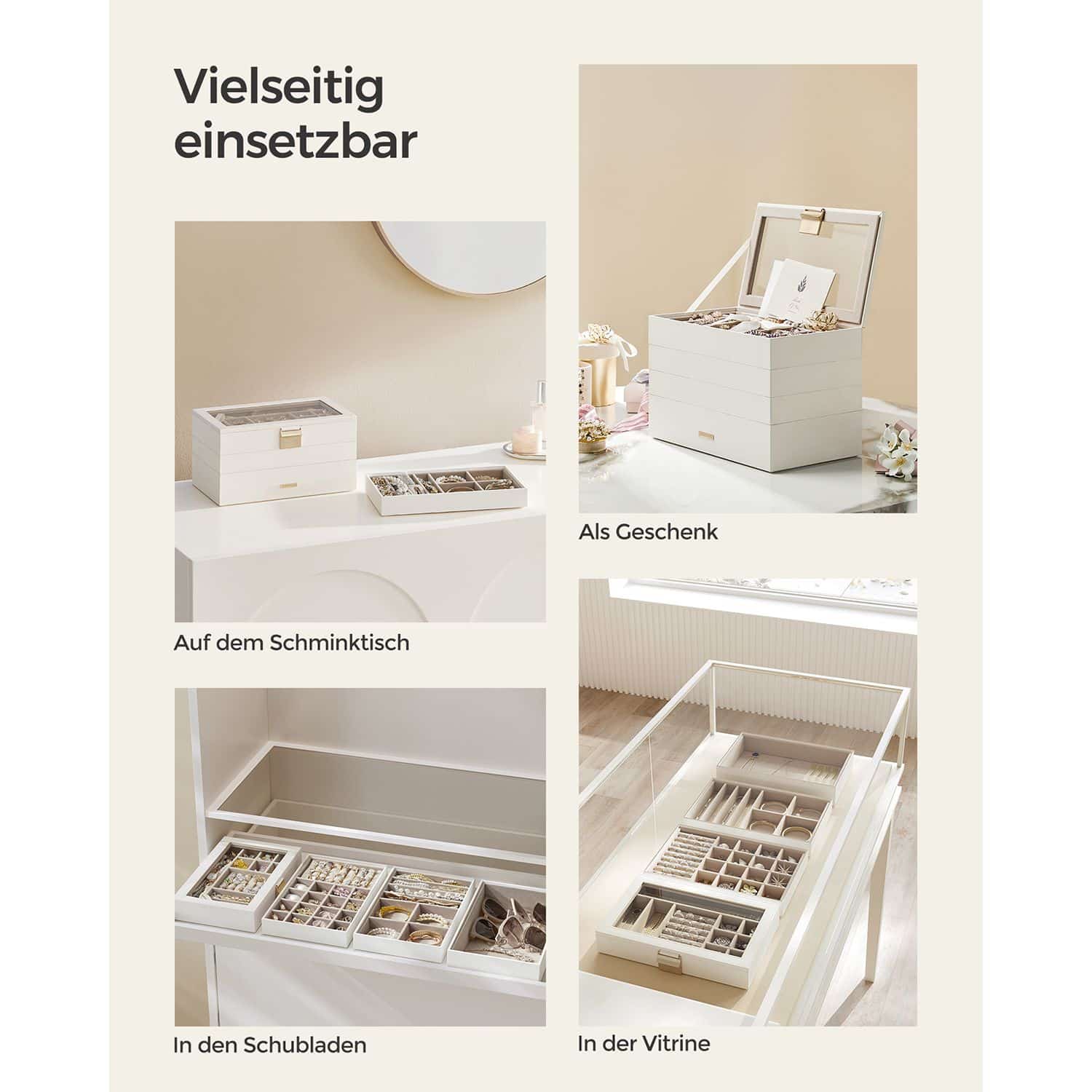 Stapelbares Schmuckkästchen 4 Ebenen-B34JBC164W01 Stapelbares Schmuckkästchen 4 Ebenen-B34JBC164W01