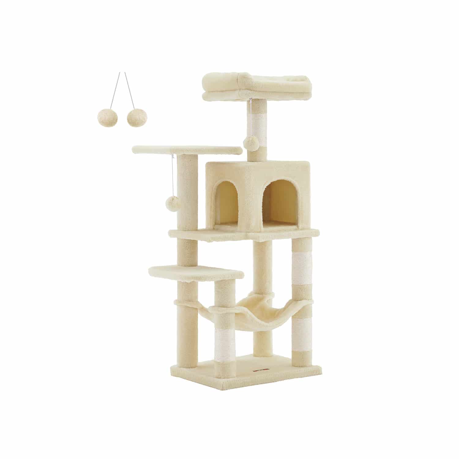 Kratzbaum 112 cm mit Plattformen und Hängematte beige-PCT261M01 Kratzbaum 112 cm mit Plattformen und Hängematte beige-PCT261M01