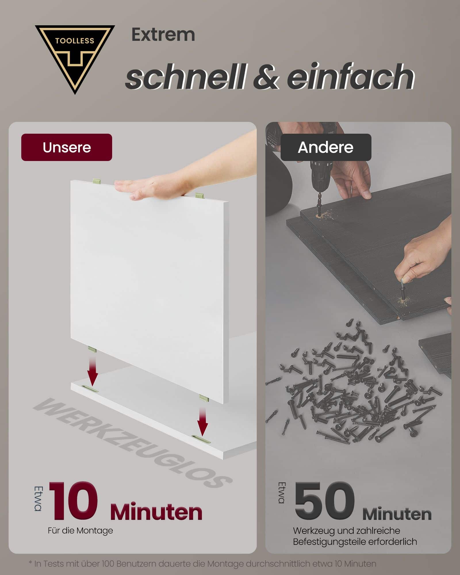 Nachttisch mit 3 Schubladen mattweiß-cappuccinobeige Nachttisch mit 3 Schubladen mattweiß-cappuccinobeige