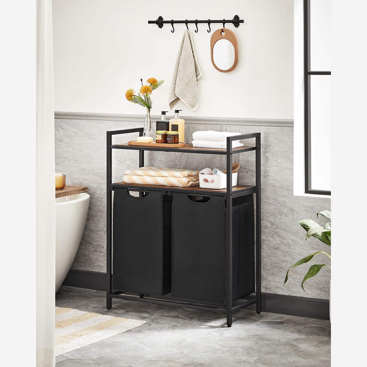 BLH211B01-3 Wäschekorb mit 2 Fächern