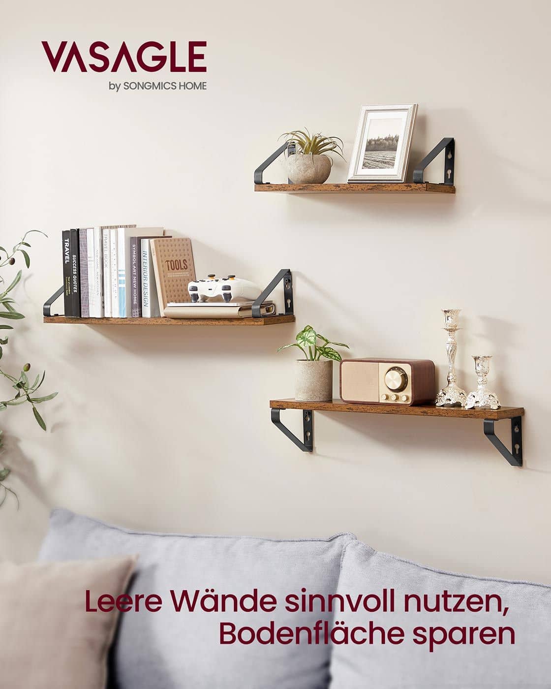 Industrie-Look Wandregale 3er Set
