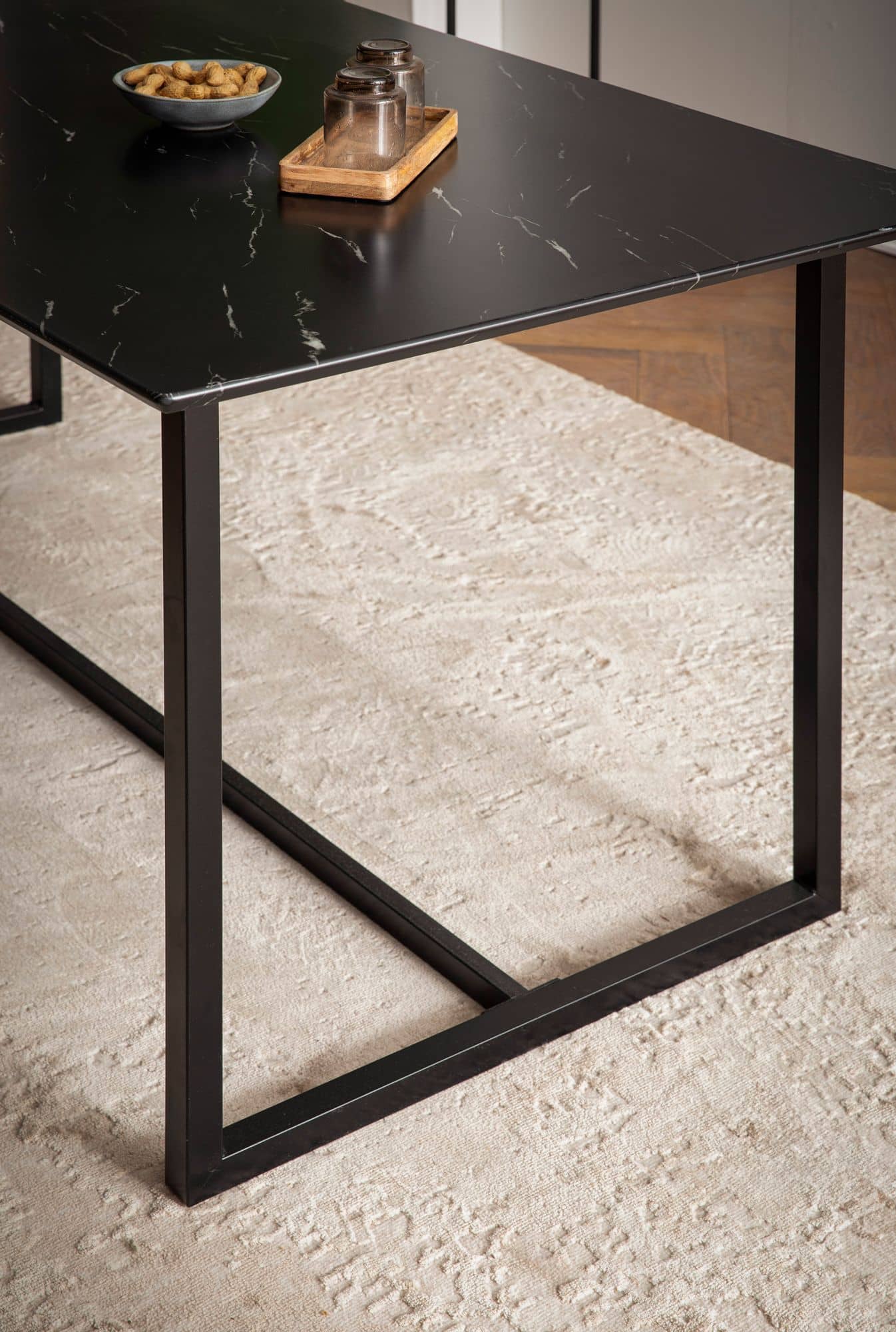 Esszimmertisch 120x60x76 cm Küchentisch Schwarz in Marmor-Optik Modern