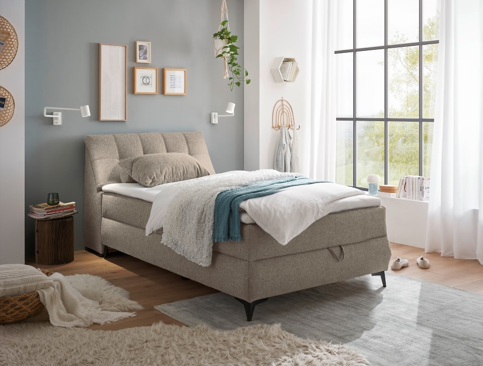 Boxbett Atlantis 120×200 cm in Sand von ED Exciting Design mit Bettkasten