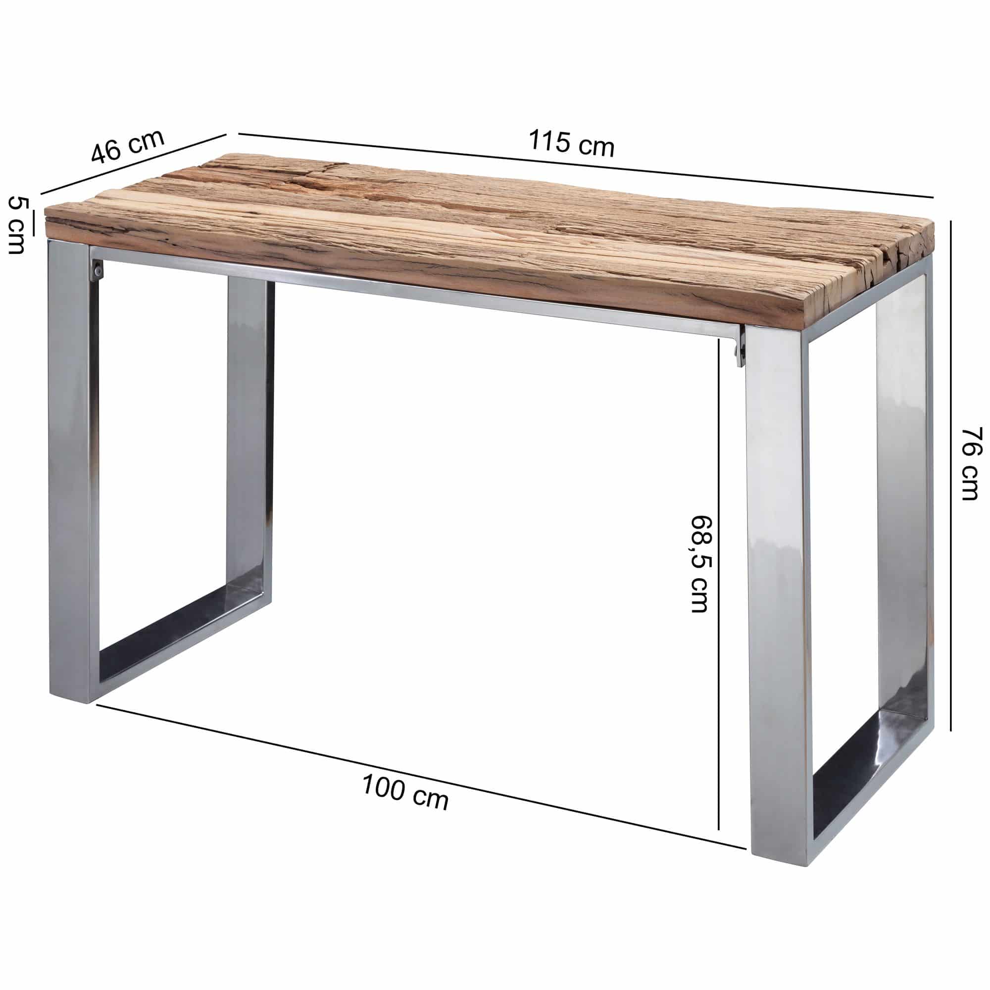 Konsolentisch 115x76x46 cm Massiv-Holz Akazie Natur