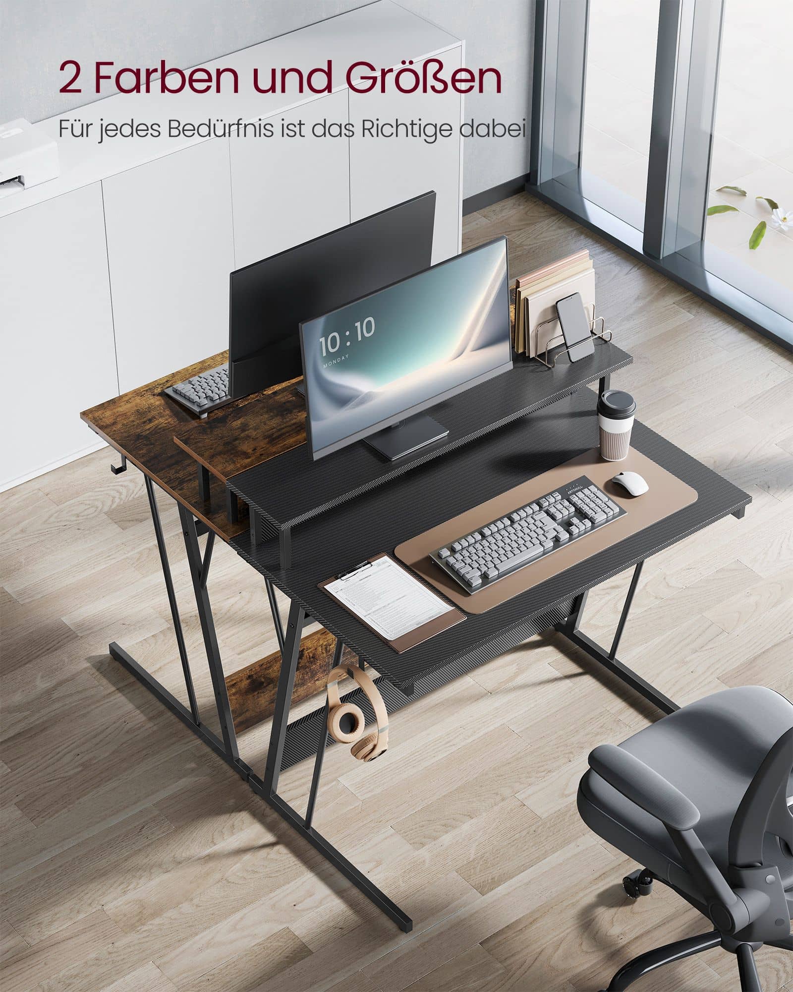 Schreibtisch mit Steckdosenleiste 60 x 120 x 76 cm rußschwarz Schreibtisch mit Steckdosenleiste 60 x 120 x 76 cm rußschwarz