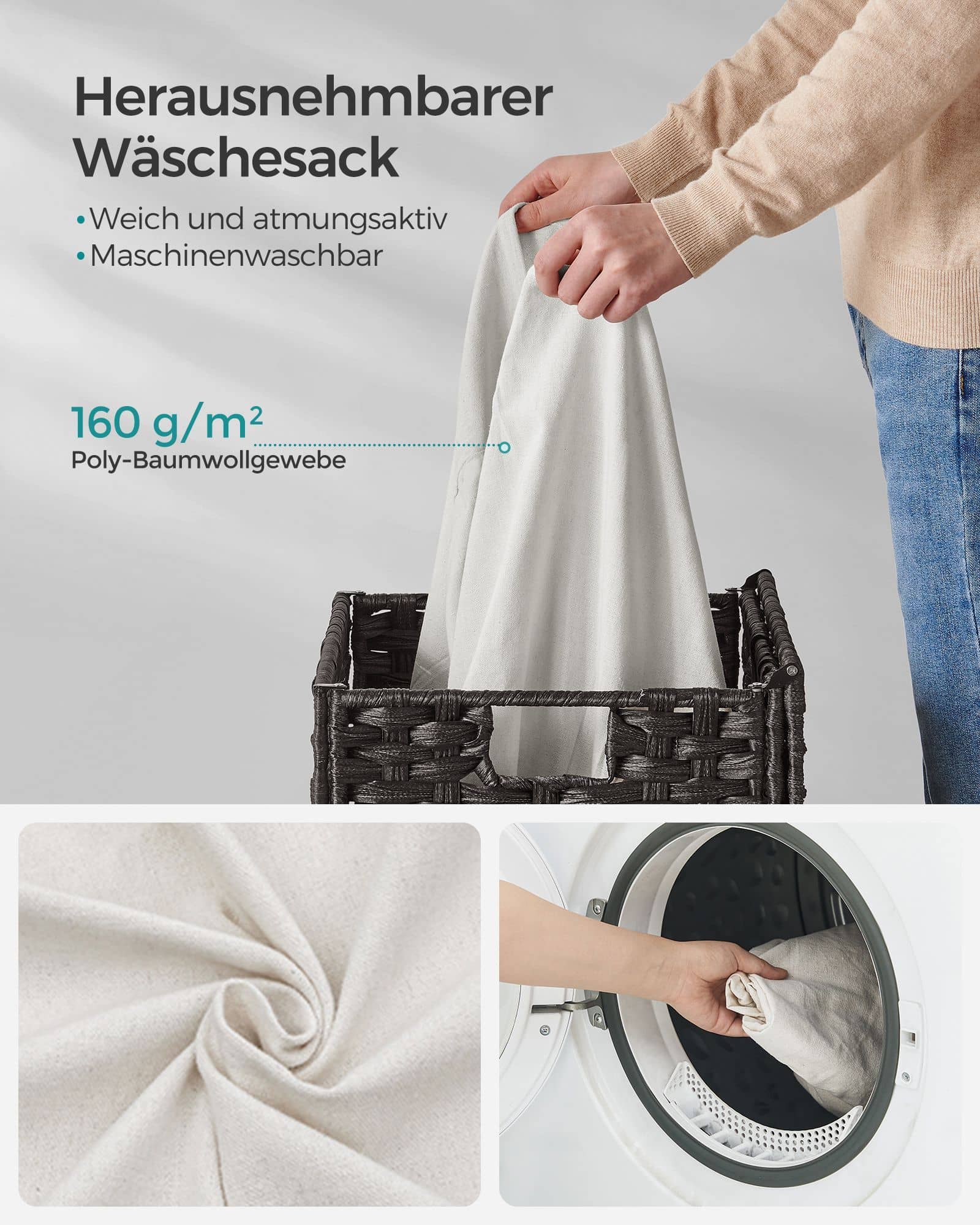 Wäschekorb aus Polyrattan Schwarz Wäschekorb aus Polyrattan Schwarz