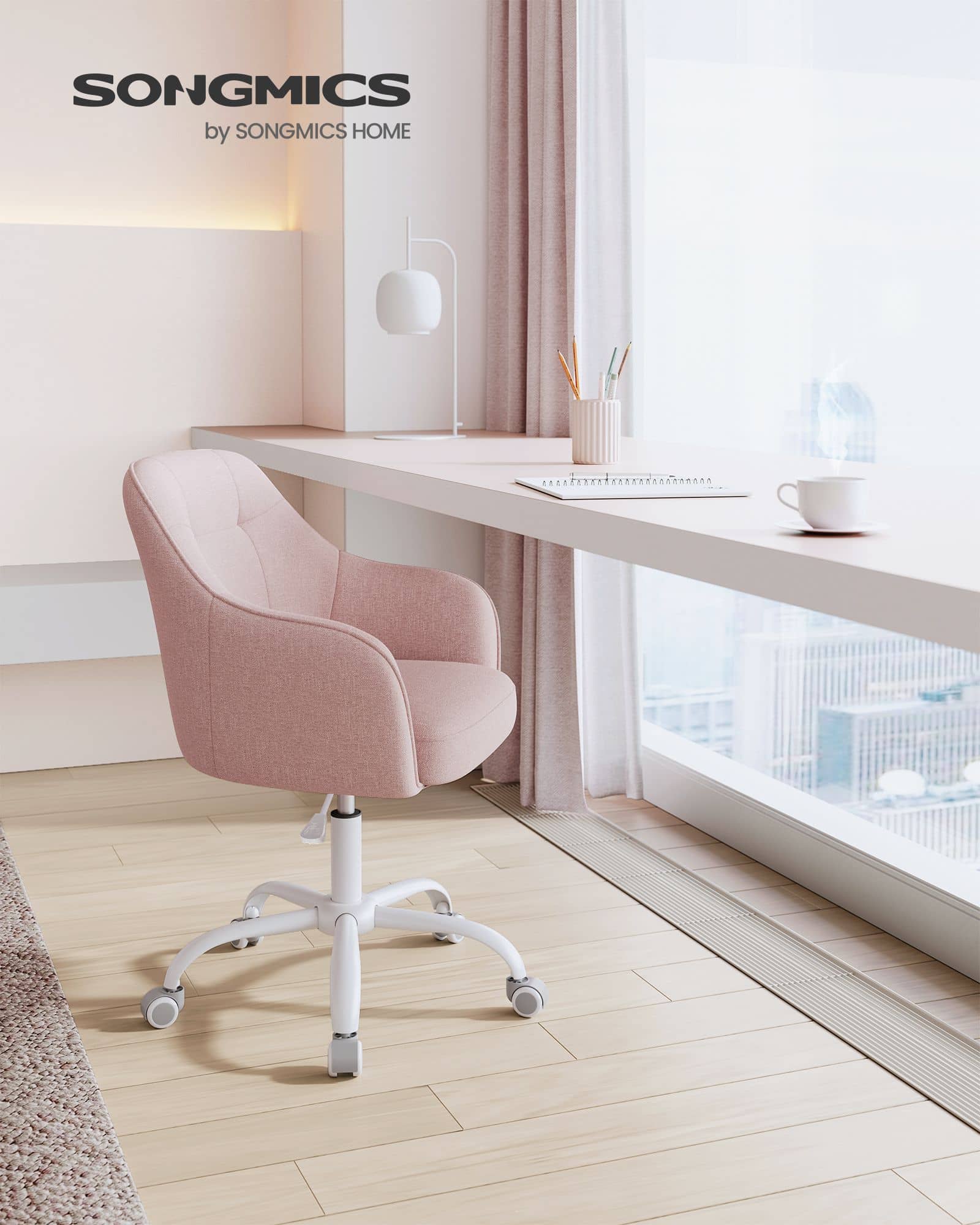 Homeoffice Stuhl höhenverstellbar atmungsaktiver Stoff rosa-B34OBG019P01 Homeoffice Stuhl höhenverstellbar atmungsaktiver Stoff rosa-B34OBG019P01