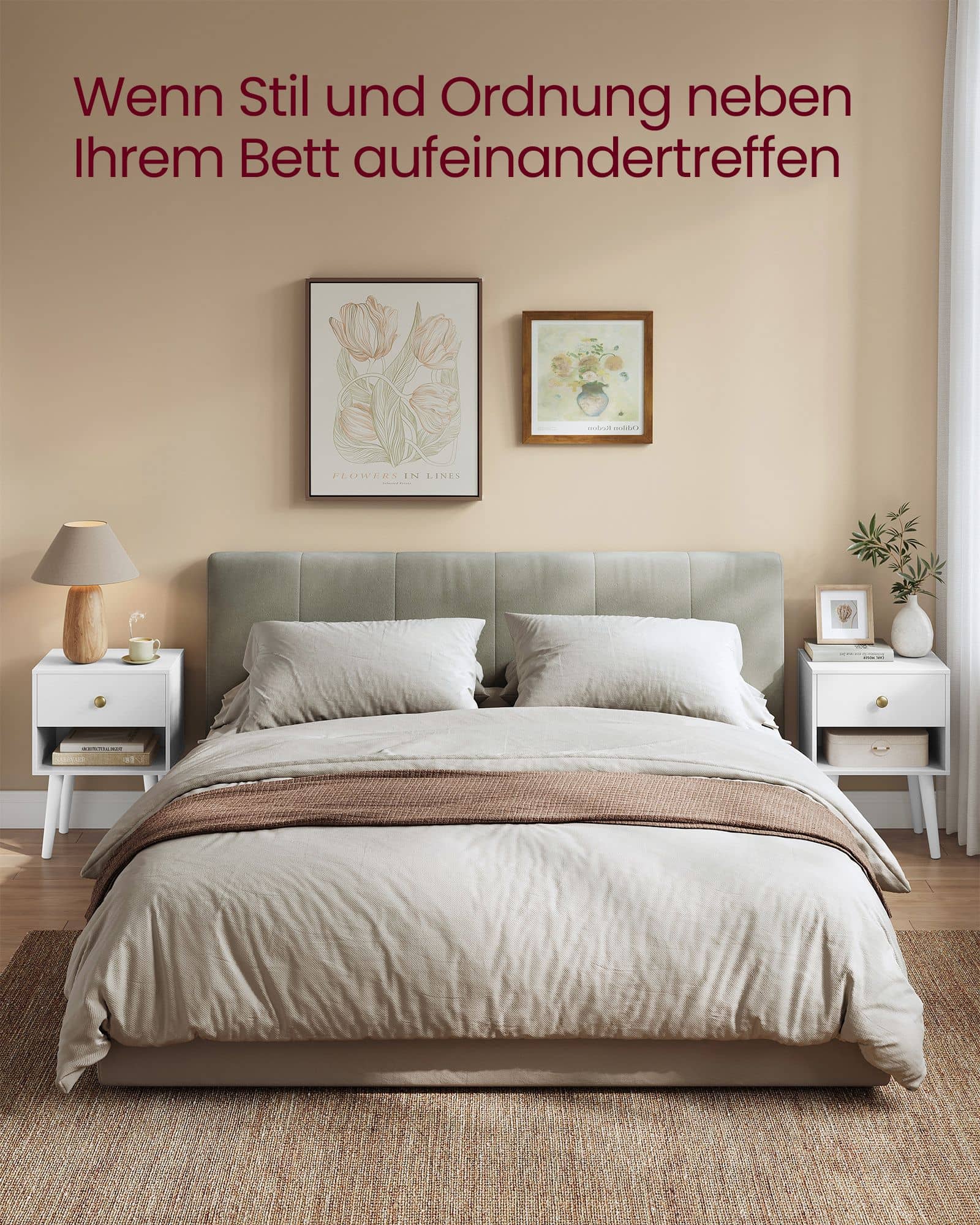 Nachttisch mit Schublade und offener Ablage schneeweiß Nachttisch mit Schublade und offener Ablage schneeweiß