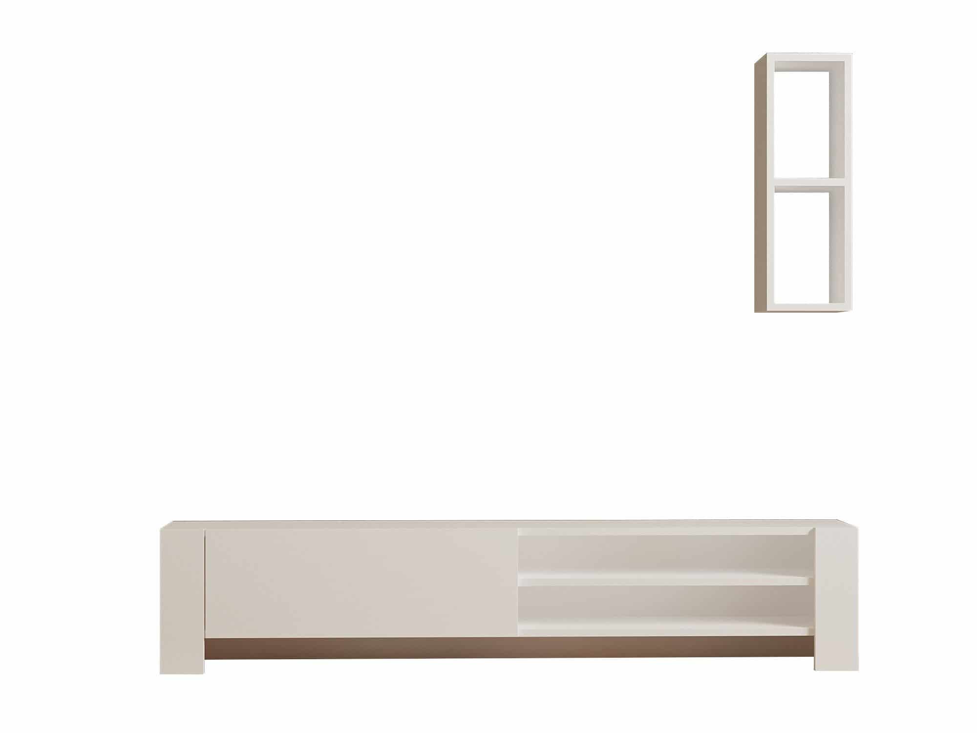 Naz - weiß - TV Lowboard mit Regal