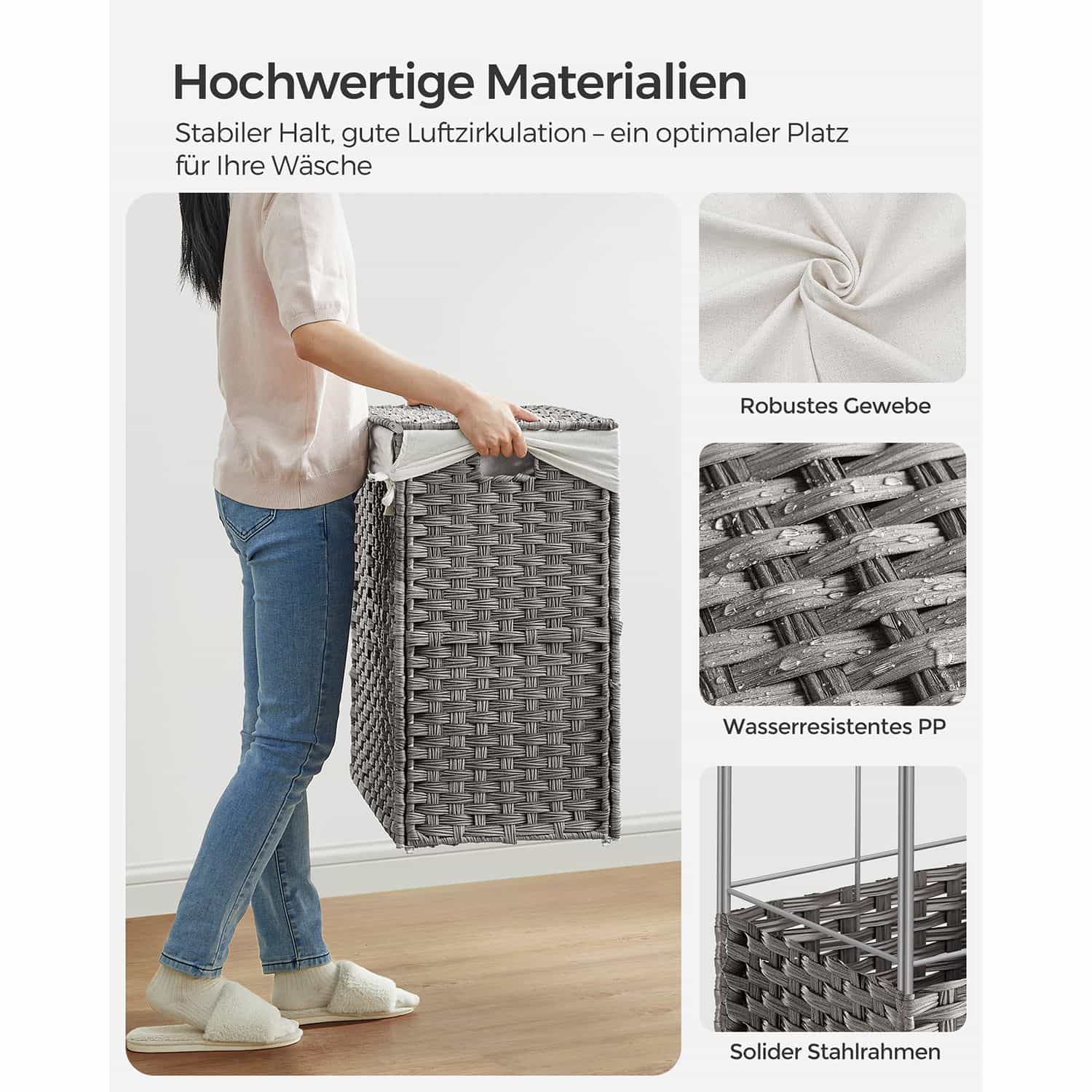 Wäschesammler mit 3 Fächern