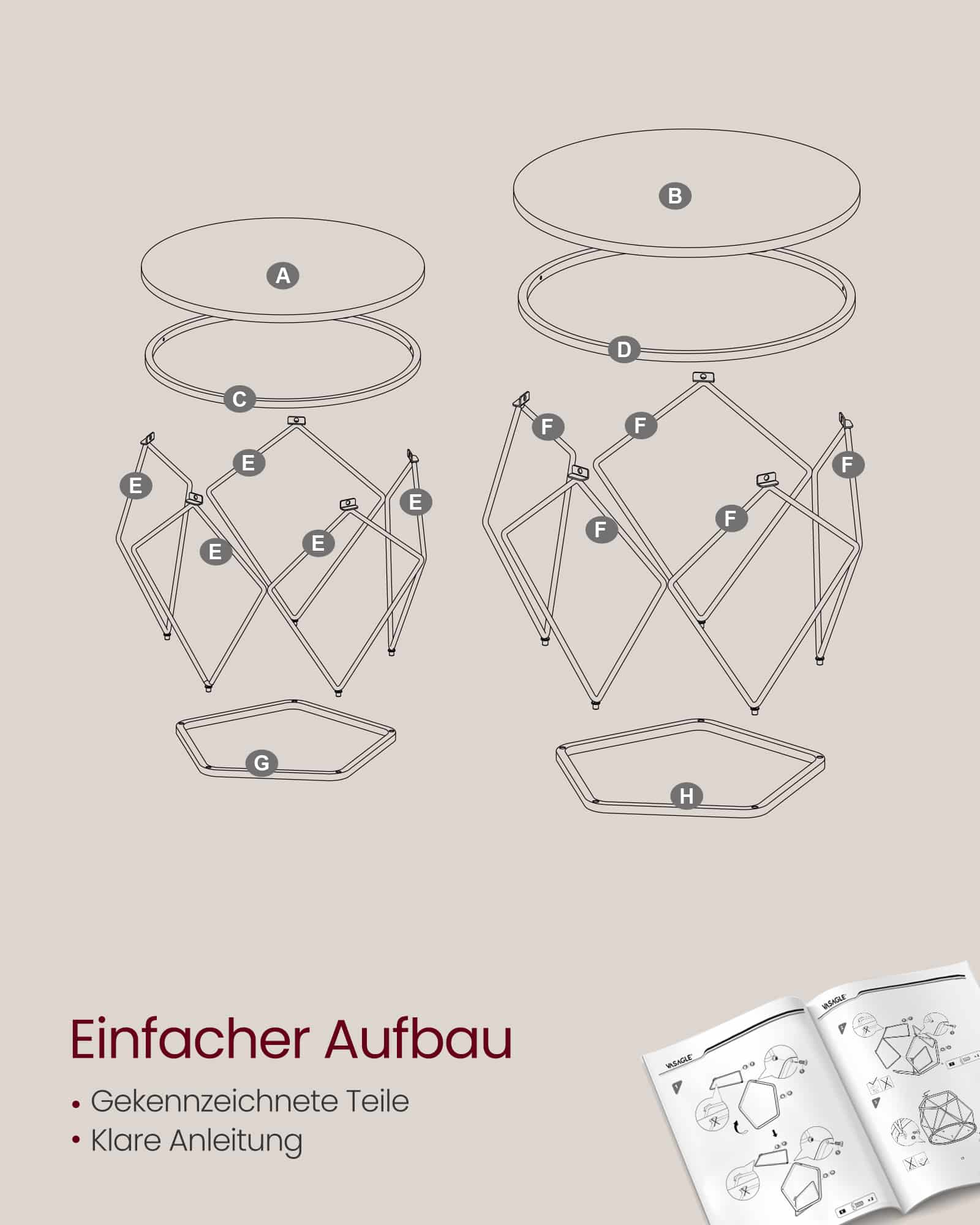 Wohnzimmertisch 2er Set modern transparent-wolkenweiß Wohnzimmertisch 2er Set modern transparent-wolkenweiß