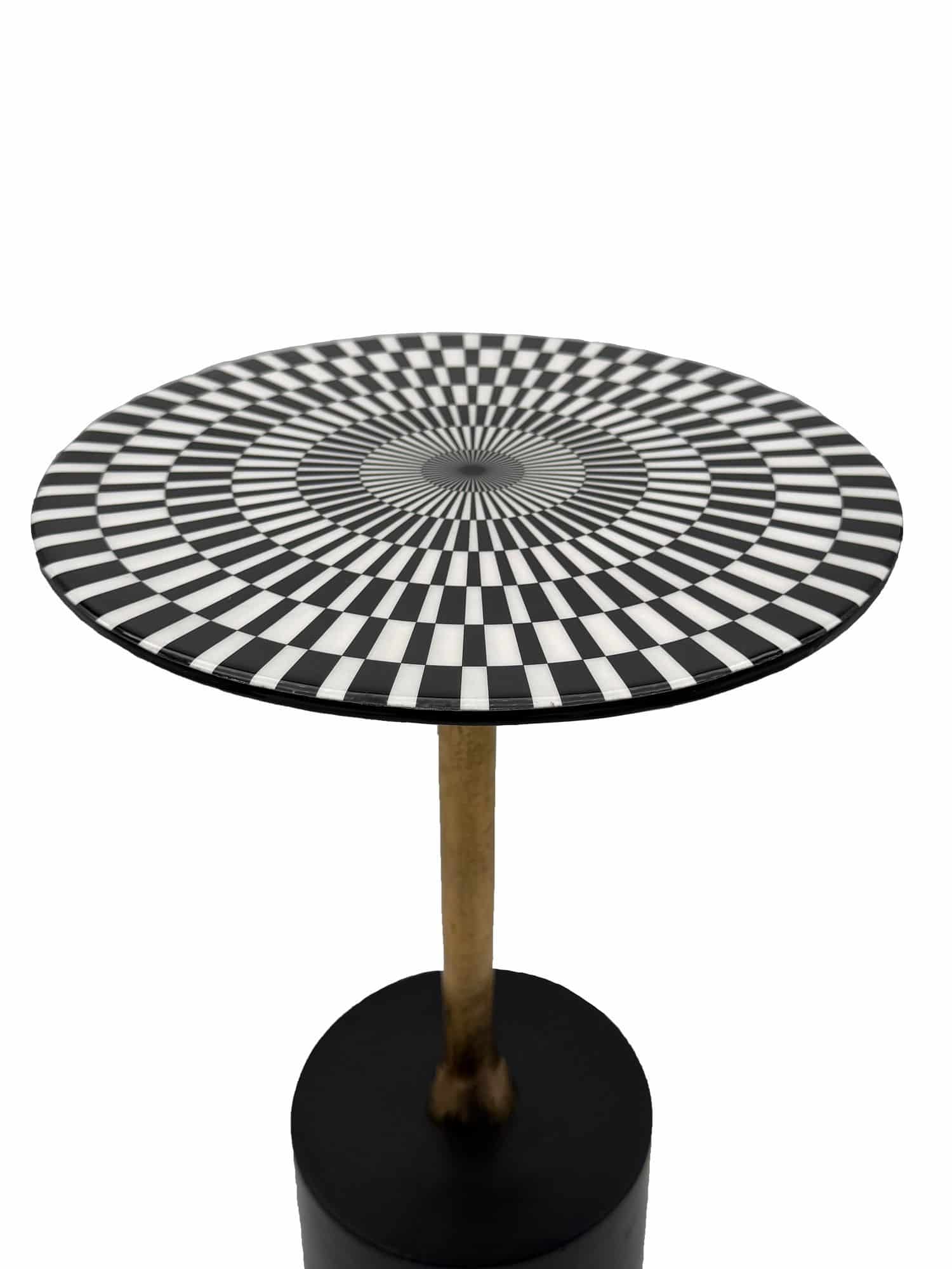 Beistelltisch Aluminium 49cm Op-Art-Muster - Kleiner runder Anstelltisch aus Metall - Design Wohnzimmertisch - Dekotisch - Couchtisch - Metalltisch Handmade pflegeleicht