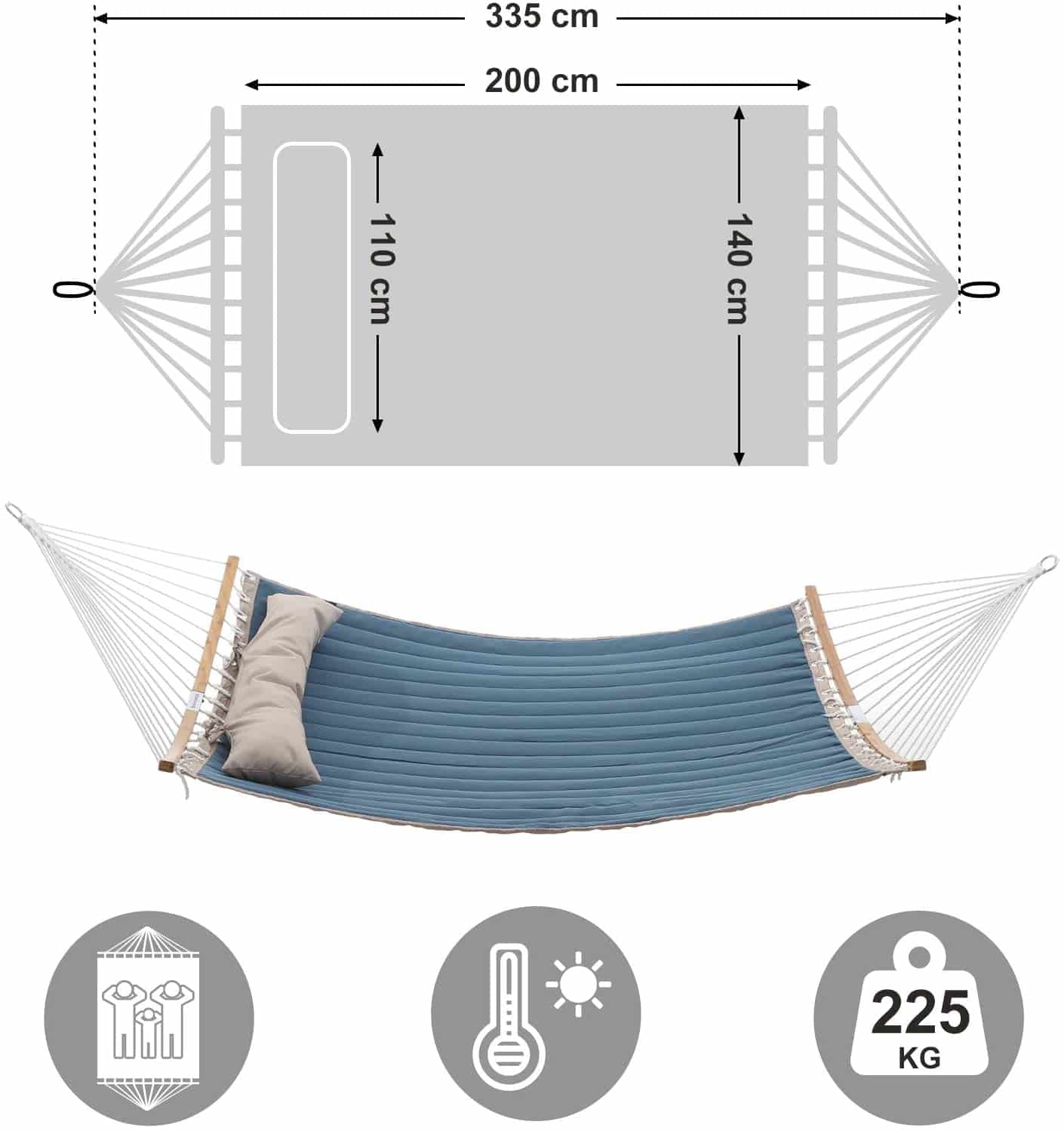 Hängematte für 2 Personen blau-beige Hängematte für 2 Personen blau-beige