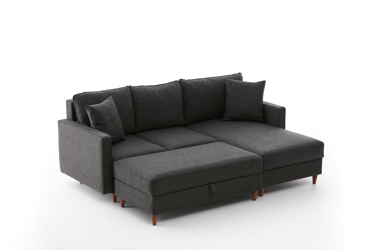 Ecksofa Eva – Skandinavischer Stil inkl. Hocker