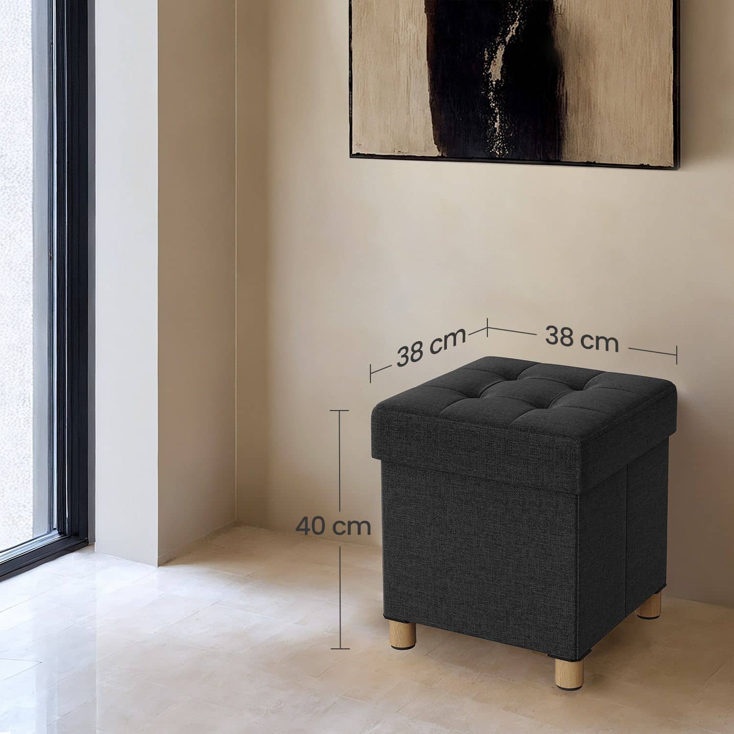 Sitzhocker mit Stauraum, kleine klappbare Sitzbank, 38 x 38 x 40 cm Sitzhocker mit Stauraum, kleine klappbare Sitzbank, 38 x 38 x 40 cm