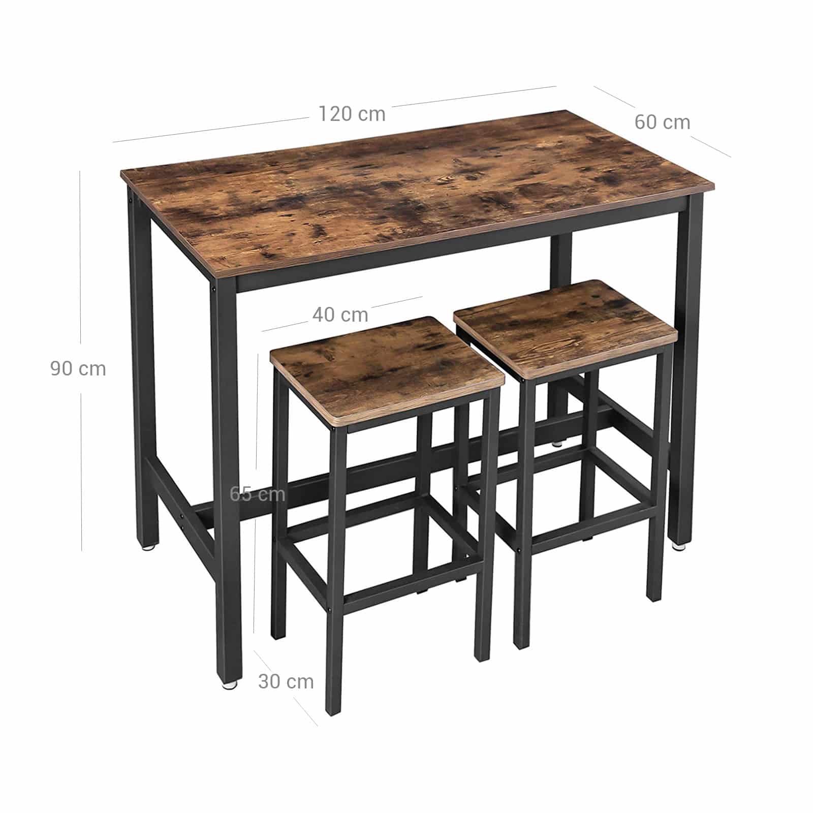 Industrial Look Stehtisch mit 2 Barhockern-B34LBT15X Industrial Look Stehtisch mit 2 Barhockern-B34LBT15X