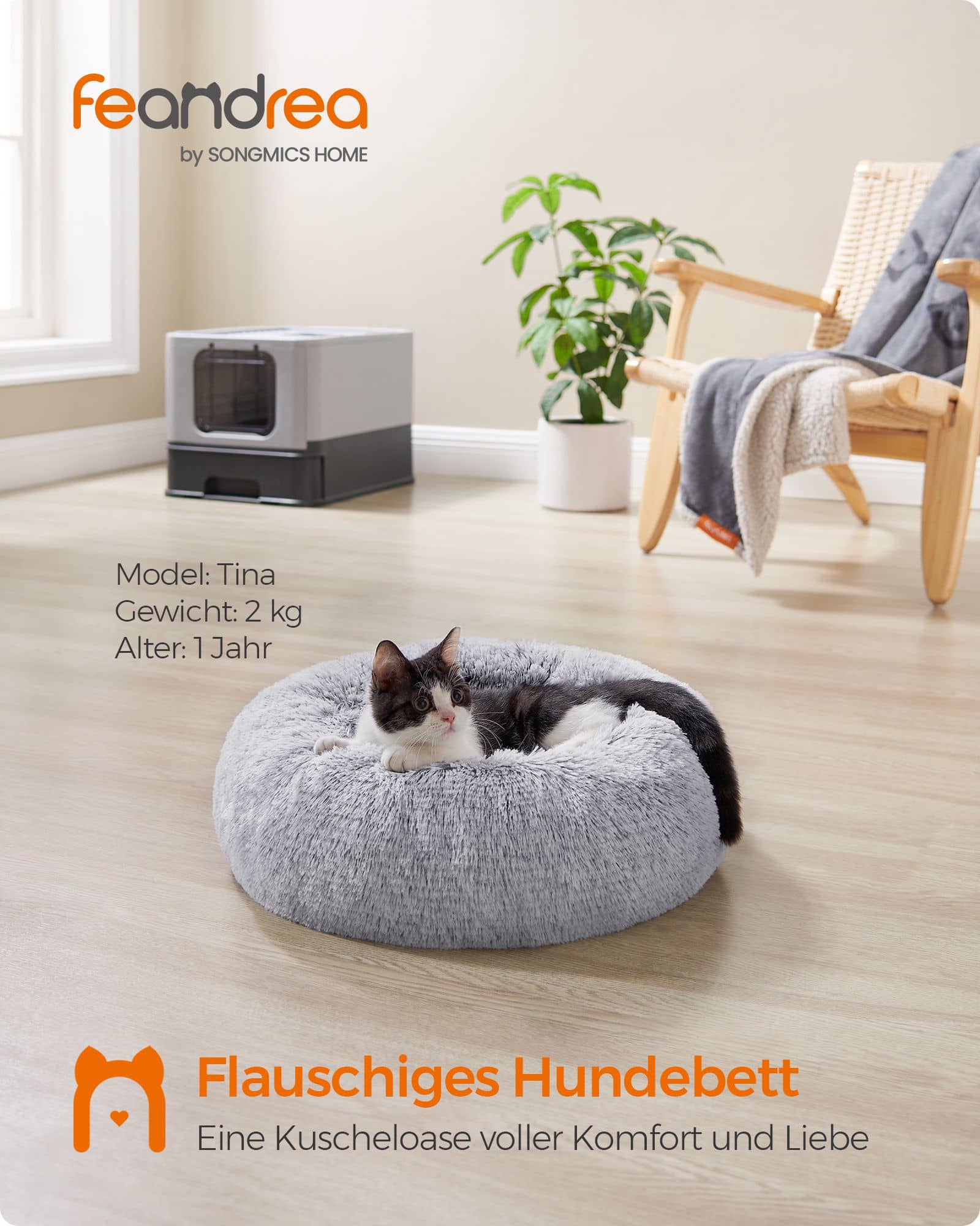 Hundebett flauschig und waschbar Ombré-Grau-PGW036G01 Hundebett flauschig und waschbar Ombré-Grau-PGW036G01