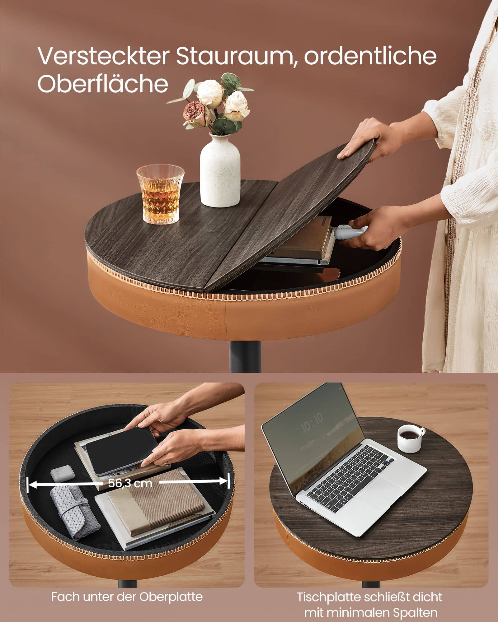 EKHO Kollektion - Bartisch höhenverstellbar aschbraun-karamellbraun EKHO Kollektion - Bartisch höhenverstellbar aschbraun-karamellbraun