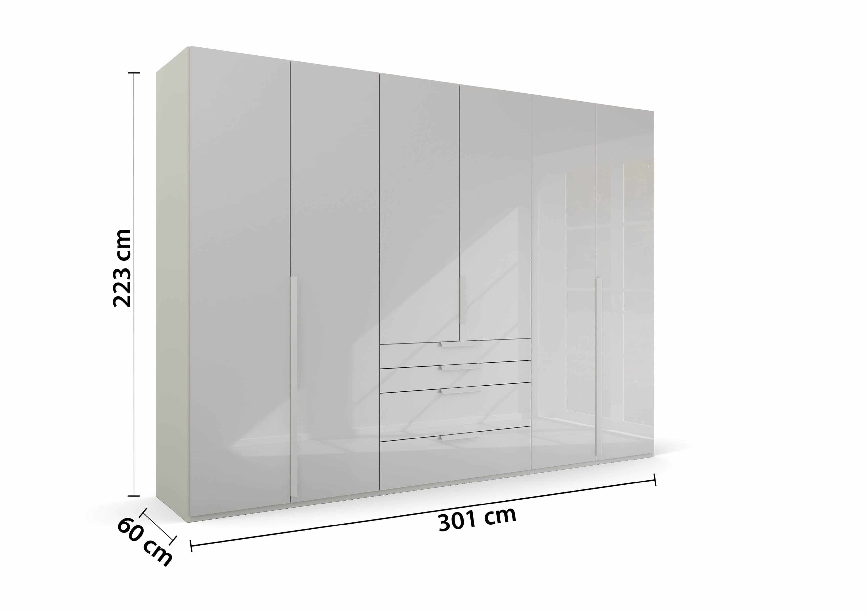 6-türiger Kleiderschrank Purisma von rauch mit Glasfront - In alpinweiß, seidengrau und graphit 
