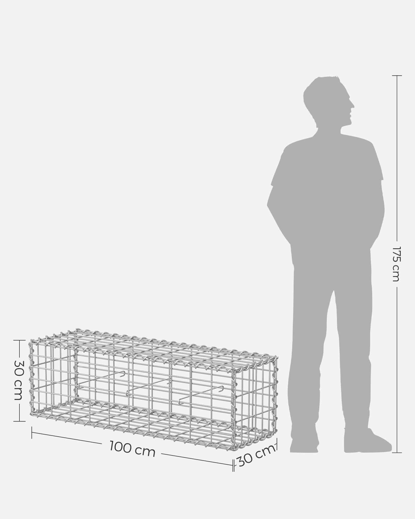 Gabionenkörbe 5er Set mit 5 x 10 cm Maschenweite silber-B34GGB533V1 Gabionenkörbe 5er Set mit 5 x 10 cm Maschenweite silber-B34GGB533V1