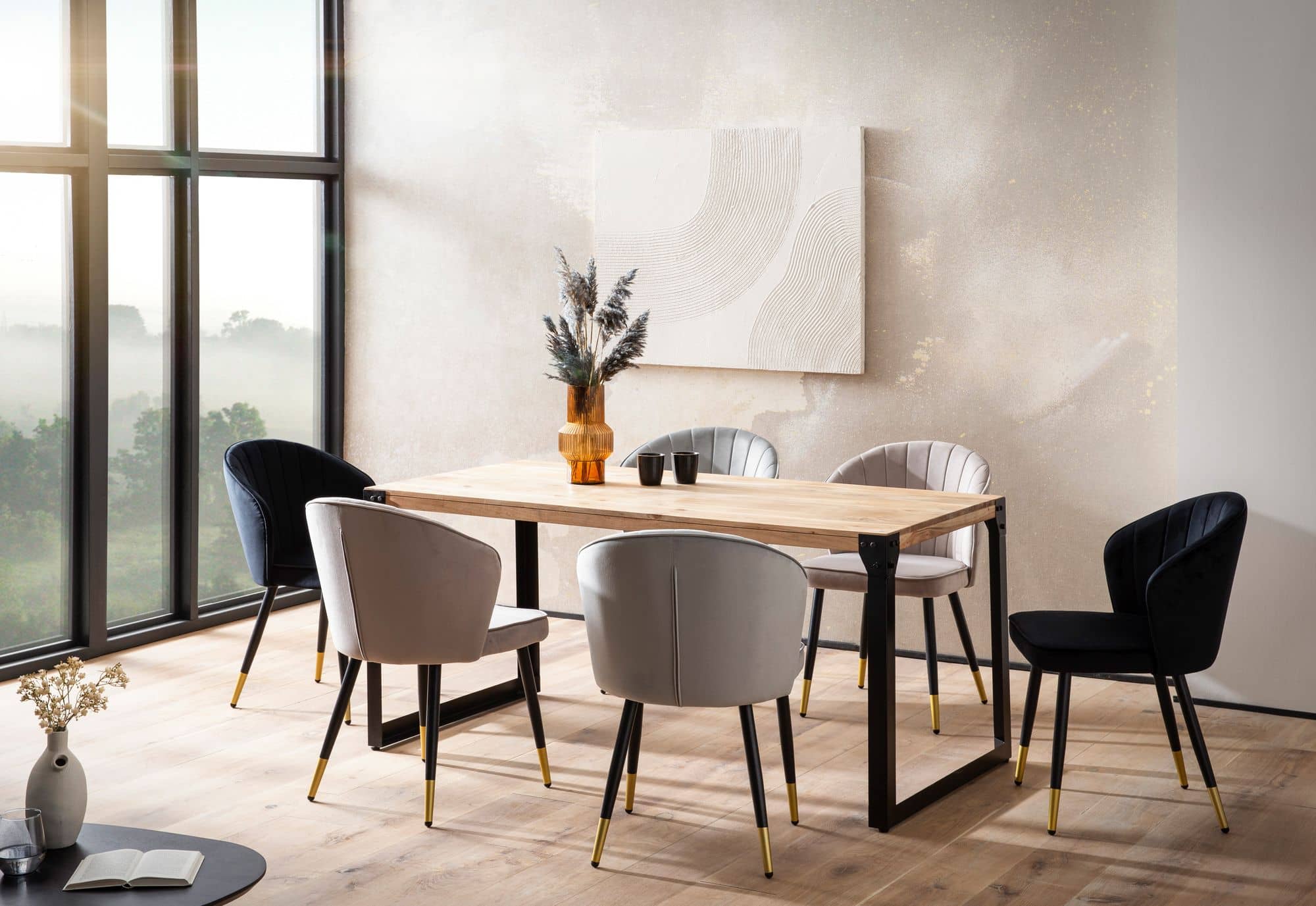 Esszimmertisch 180x90x76 cm Akazie Massivholz Metall Esstisch Industrial Esszimmertisch 180x90x76 cm Akazie Massivholz Metall Esstisch Industrial