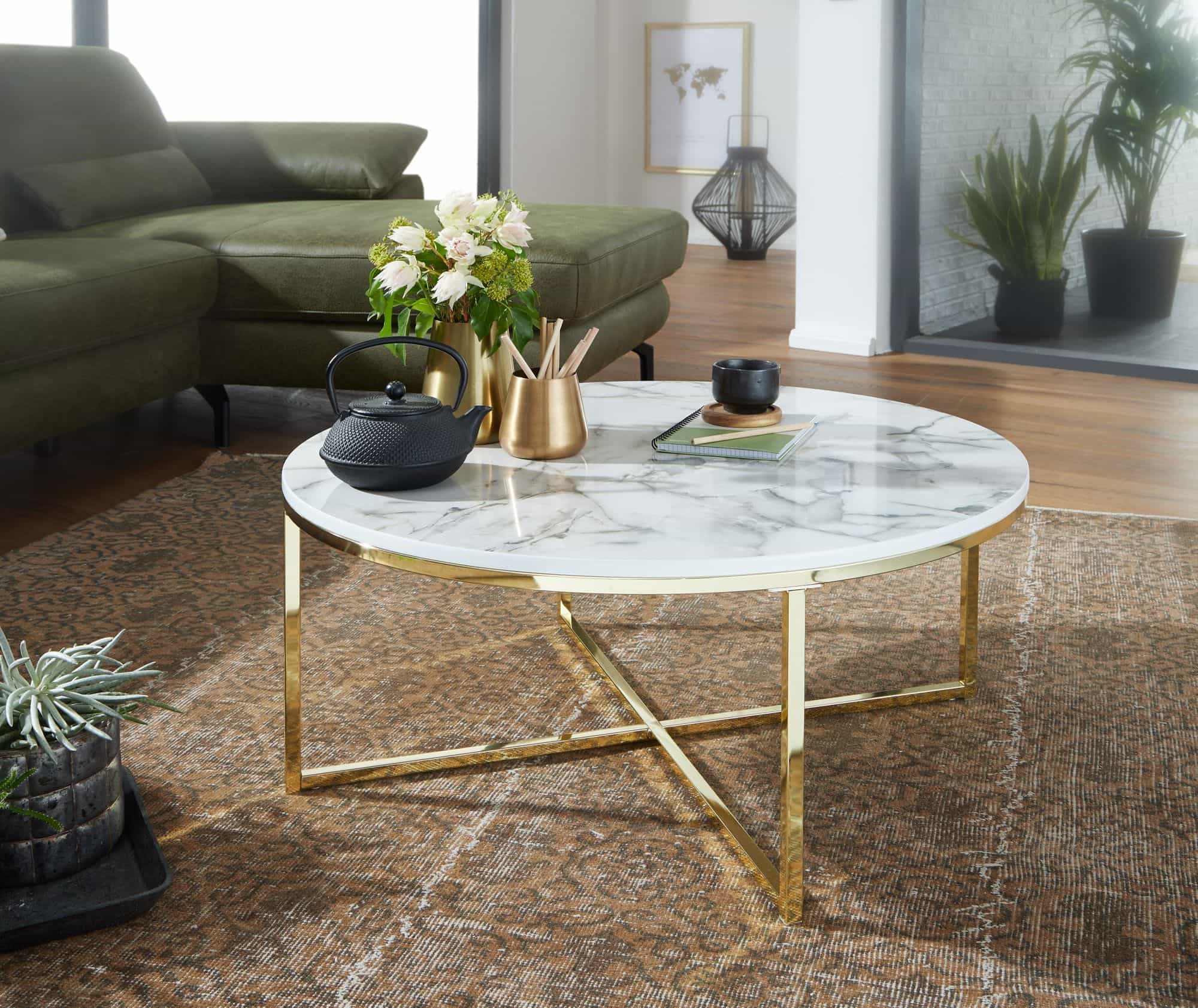 57301-WOHNLING-Couchtisch-80-cm-Marmoroptik-Weiss-Wohnzimmertisch-mit-Metallgestell-Sofatisch-Rund-Messing-Tisch-Wohnzimmer-Beistelltisch-sofati-wohntisch-metall-tisch-design-_5 Couchtisch 80×36×80 cm – Weiß-Marmoroptik & Metallgestell