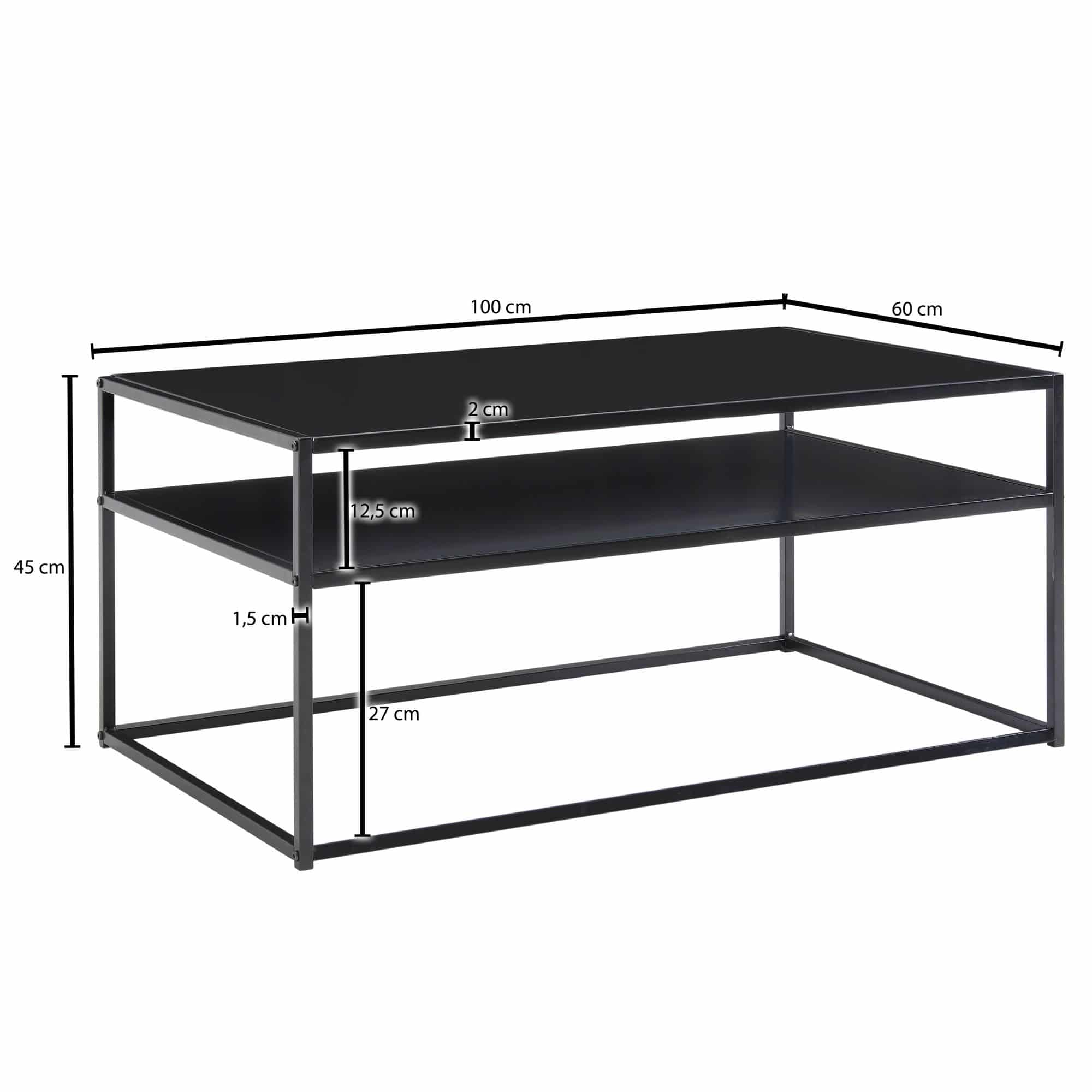 69963-Wohnling-Couchtisch-100x60x45-cm-schwarz-WL6-601-WL6-601 Couchtisch 100x60x45 cm Metall Wohnzimmertisch Industrial Schwarz