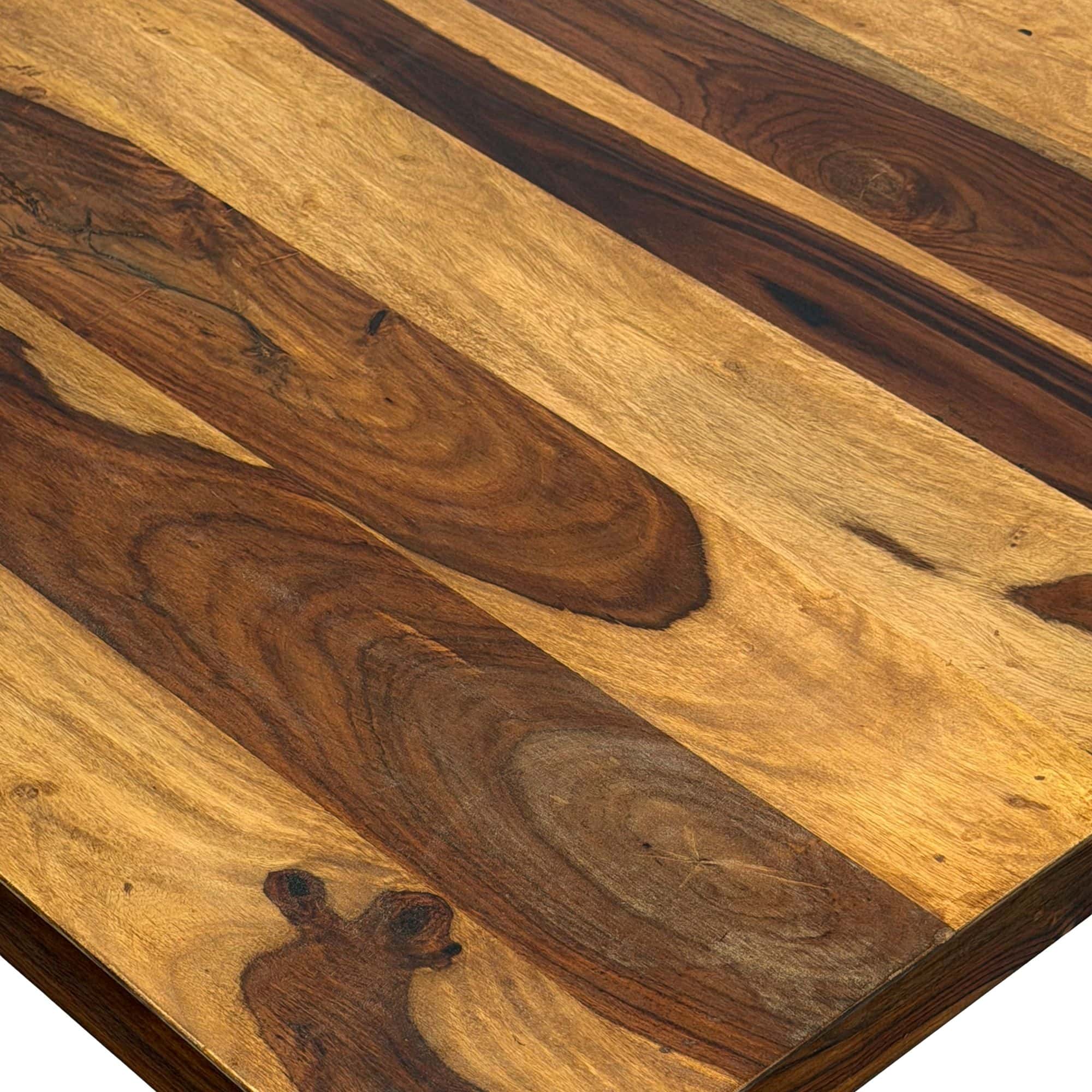 Esstisch Massivholz Sheesham 80x80 cm Dunkelbraun - Quadratischer Esszimmertisch Holz - Küchentisch modern für 4 Personen - Stabiler Holztisch - Tisch für Esszimmer Bistrotisch Handmade