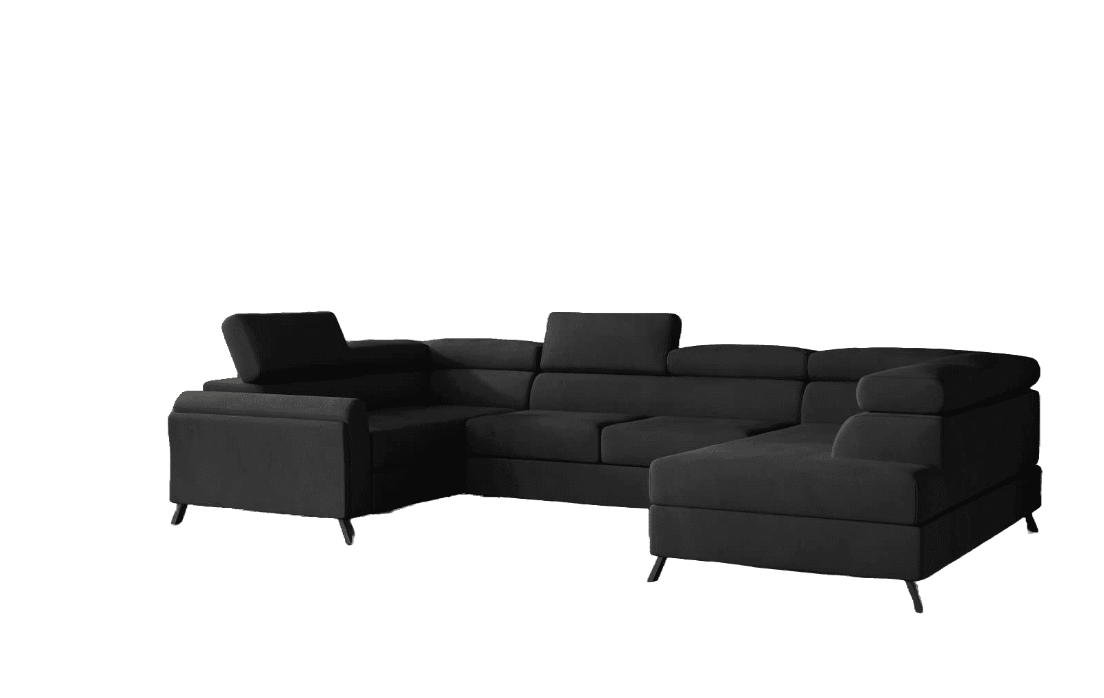WohnlandschaftEscada Mat Velvet 99 Schwarz mit Bettkasten WohnlandschaftEscada Mat Velvet 99 Schwarz mit Bettkasten