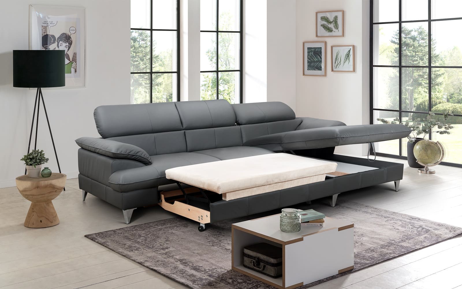 David Ecksofa Echtleder – Schlafsofa mit Bettkasten David Ecksofa Echtleder – Schlafsofa mit Bettkasten