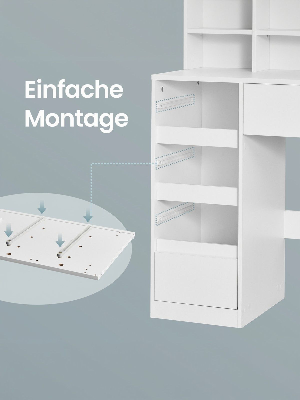 Schminktisch mit LED-Beleuchtung, Frisiertisch mit Klappspiegel, Schubladen Schminktisch mit LED-Beleuchtung, Frisiertisch mit Klappspiegel, Schubladen