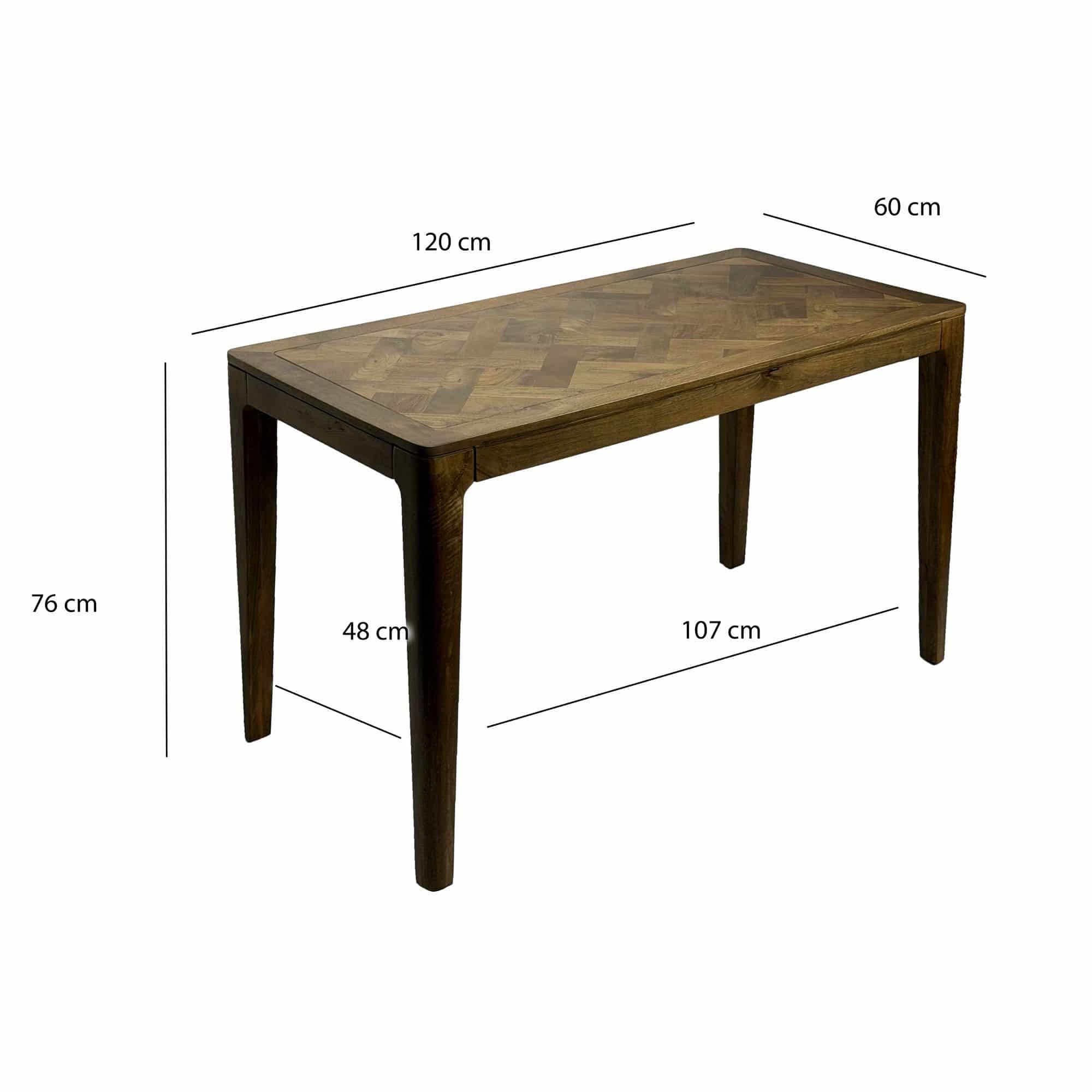 Esstisch Massivholz Mango 120x60 cm Walnuss-Finish - Rechteckiger Esszimmertisch Holz - Küchentisch modern für 6 Personen - Stabiler Holztisch - Tisch für Esszimmer Bistrotisch Handmade