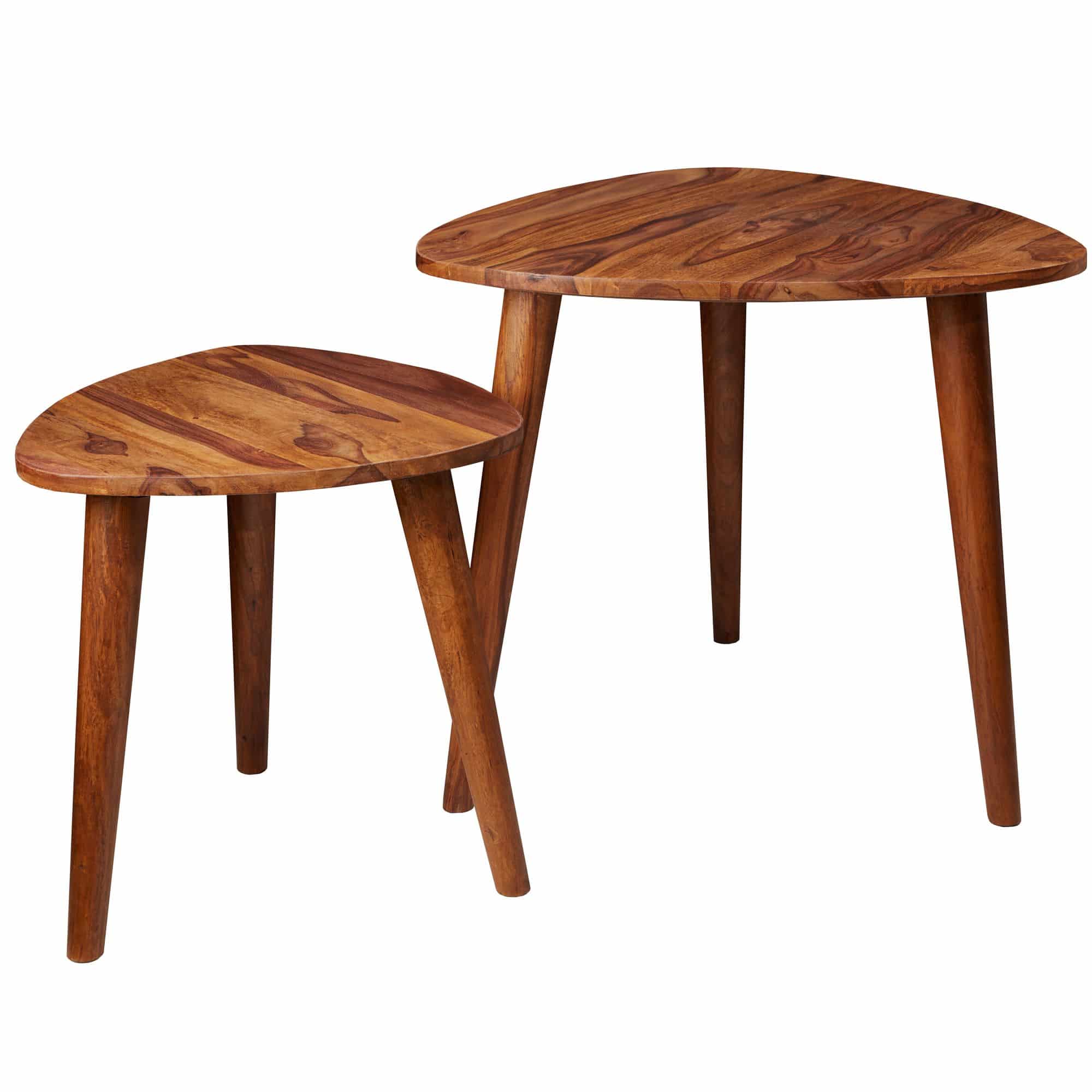 Design Satztisch WL5.574 Sheesham Massivholz Beistelltisch 2er Set Klein Design Satztisch WL5.574 Sheesham Massivholz Beistelltisch 2er Set Klein