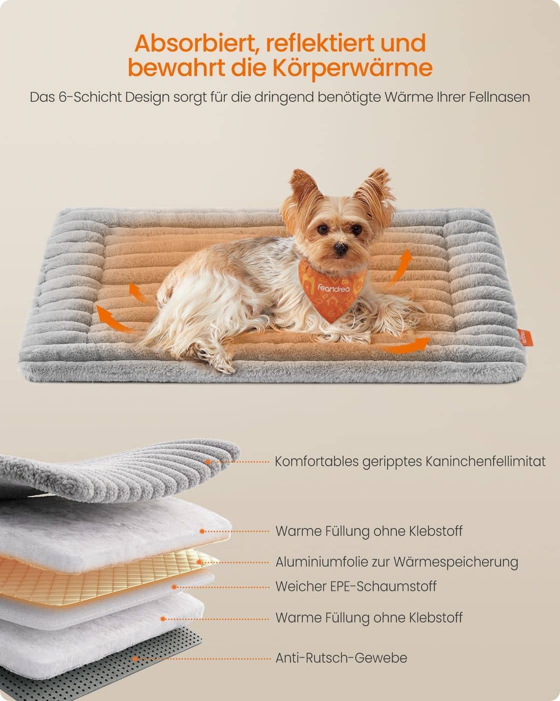 Hundedecke S 75 x 50 cm maschinenwaschbar taubengrau