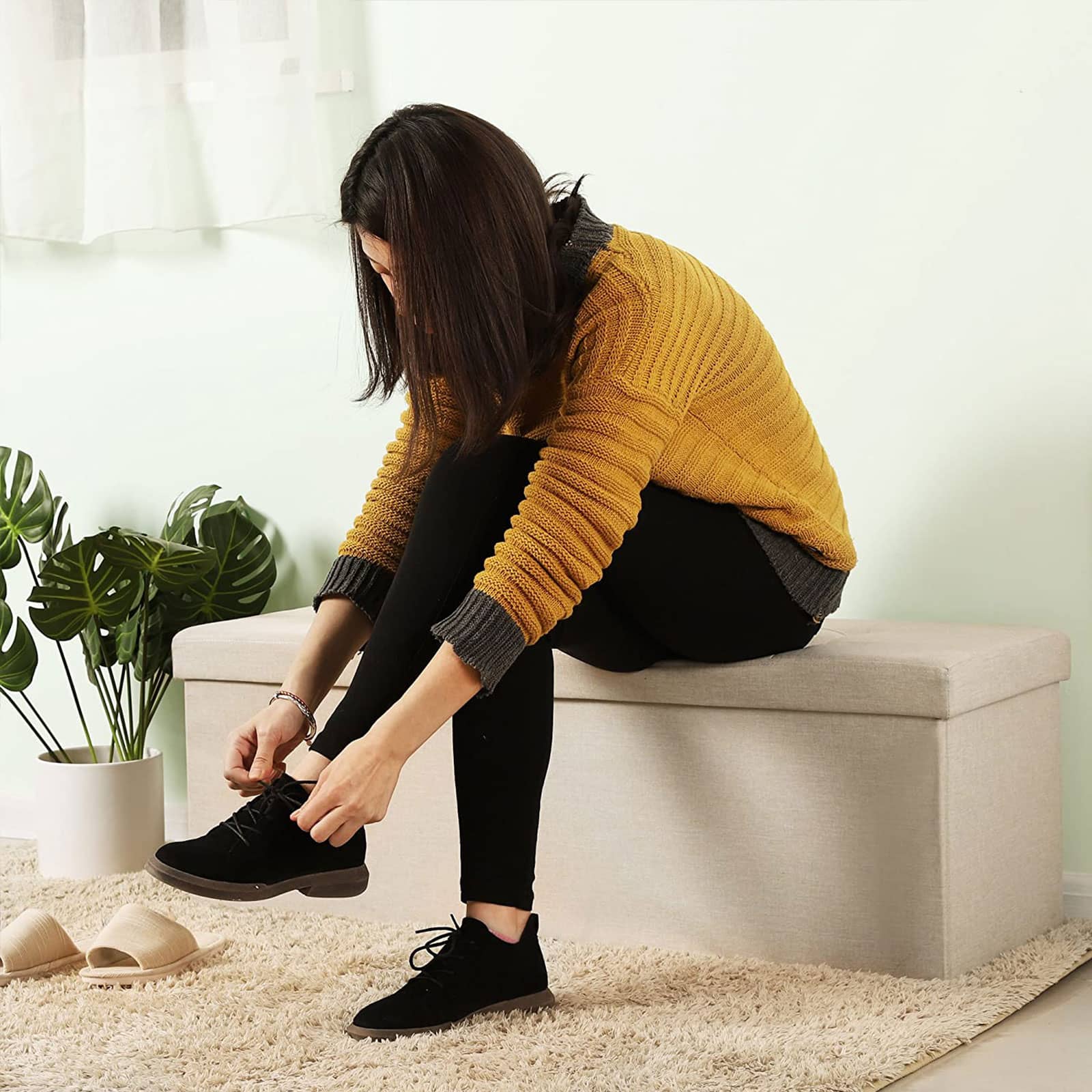 Sitzbank mit Stauraum Beige-LSF77BE Sitzbank mit Stauraum Beige-LSF77BE