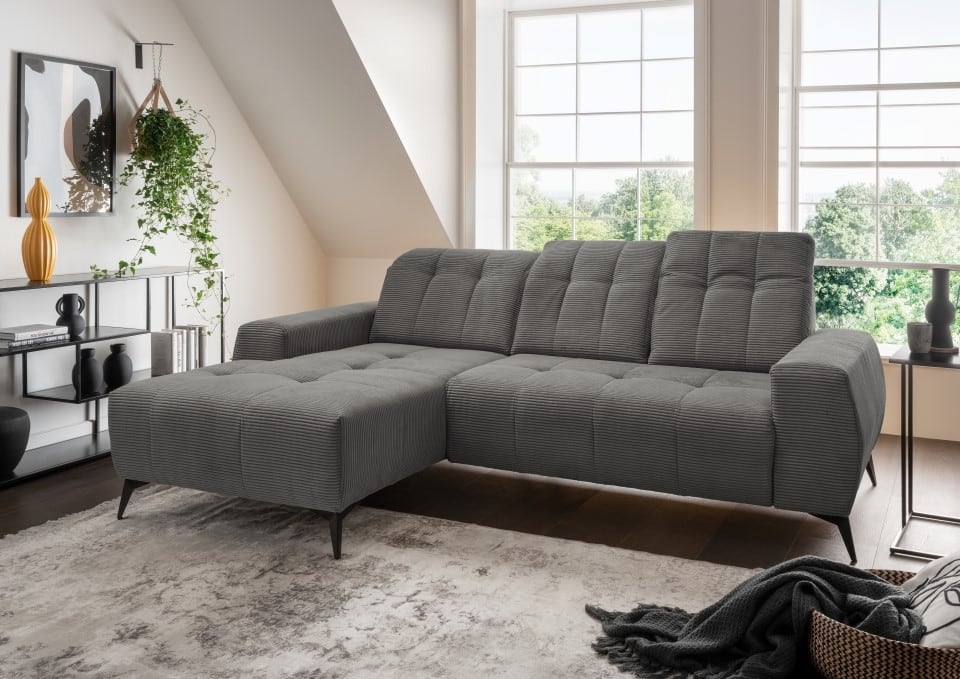 Ecksofa Sano von Benformato - Hochwertiges Cordsofa mit Elektrofunktion und verstellbaren Kopflehnen Ecksofa Sano von Benformato - Hochwertiges Cordsofa mit Elektrofunktion und verstellbaren Kopflehnen