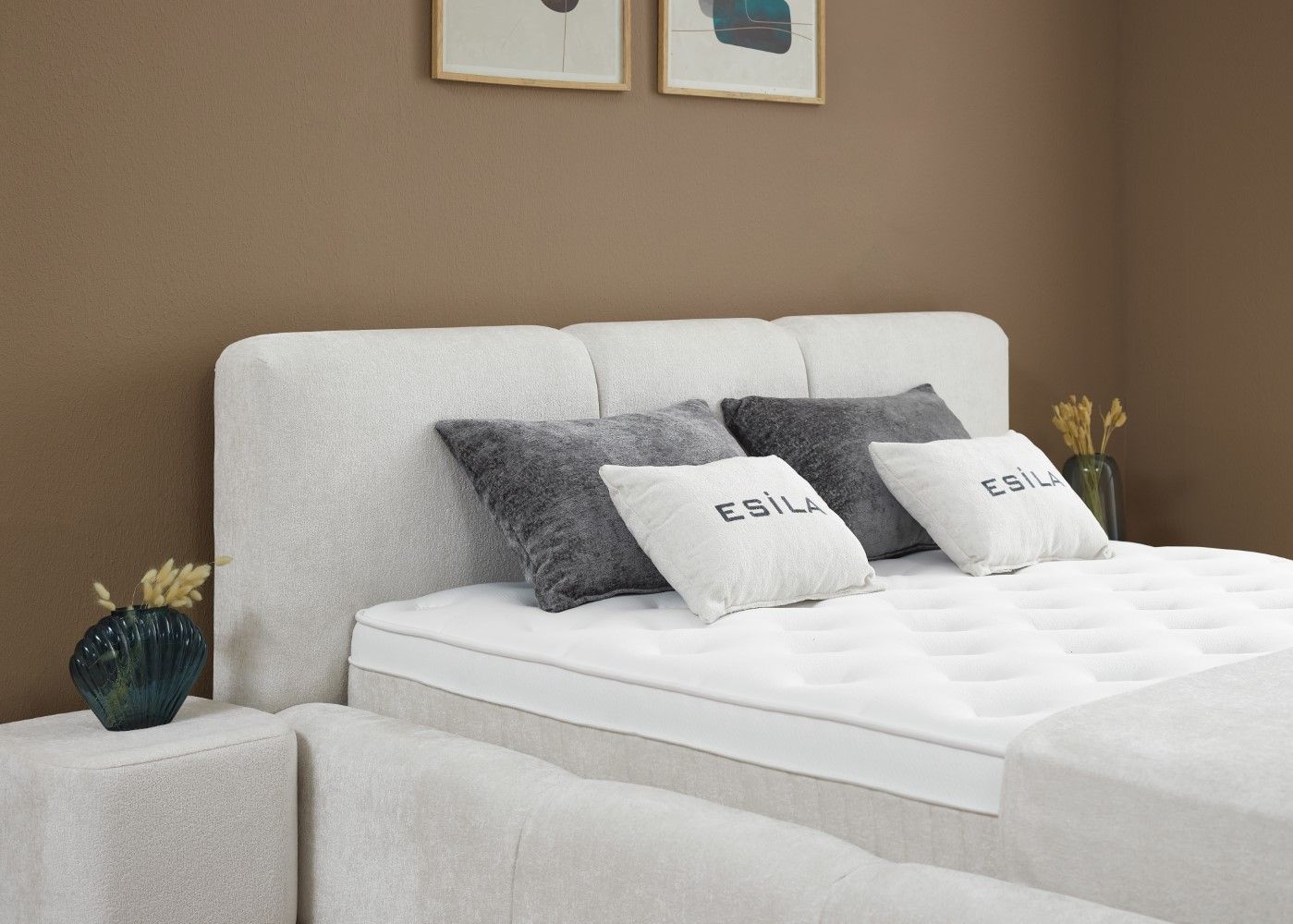 Boxspringbett Esila Creme mit Bettkasten – ABC Bedding