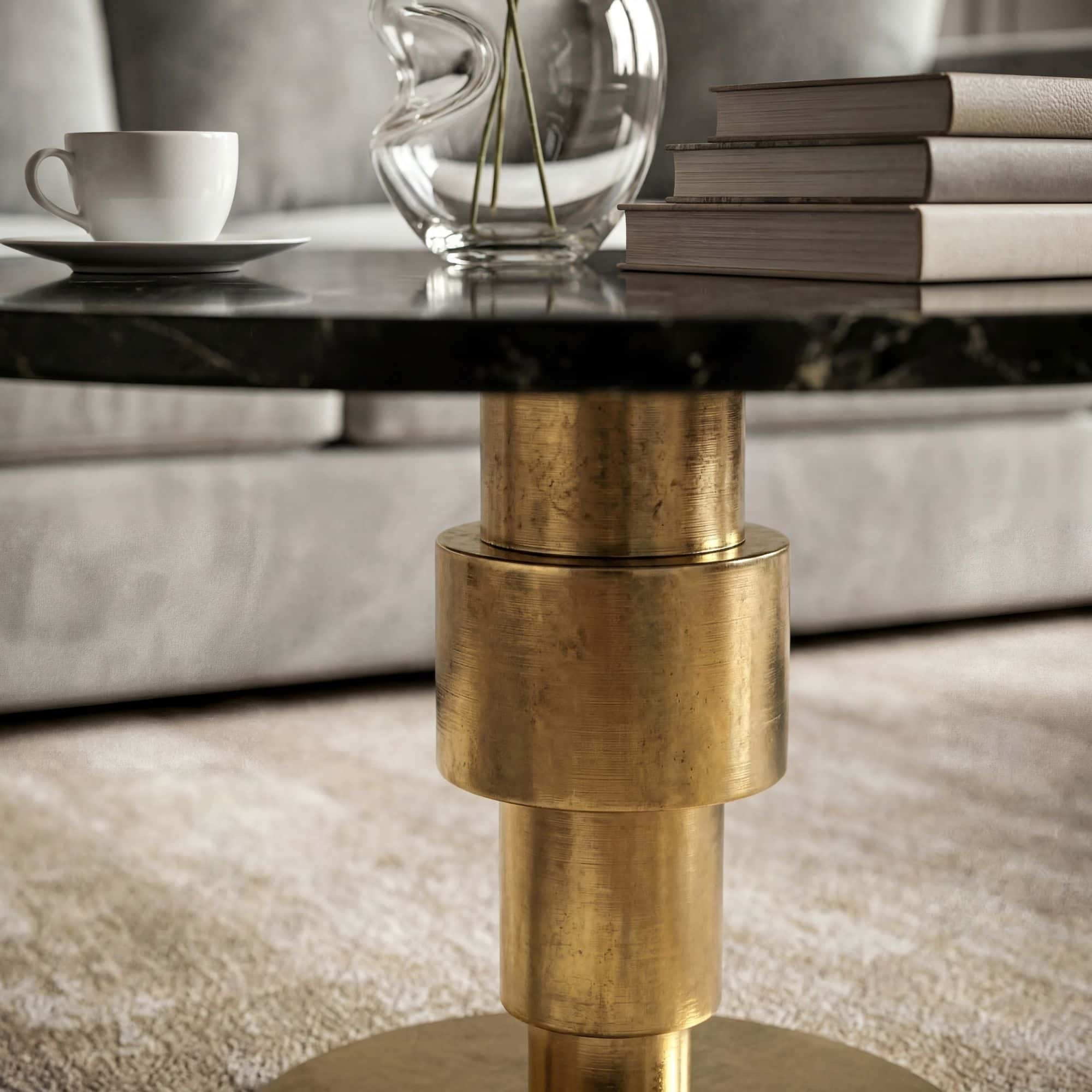 Couchtisch Gold 60cm mit schwarzer Marmor Tischplatte - Wohnzimmertisch rund - Sofatisch Alu modern - Beistelltisch Aluminium - Design Tisch Wohnzimmer Metallgestell Handmade Couchtisch Gold 60cm mit schwarzer Marmor Tischplatte - Wohnzimmertisch rund - Sofatisch Alu modern - Beistelltisch Aluminium - Design Tisch Wohnzimmer Metallgestell Handmade