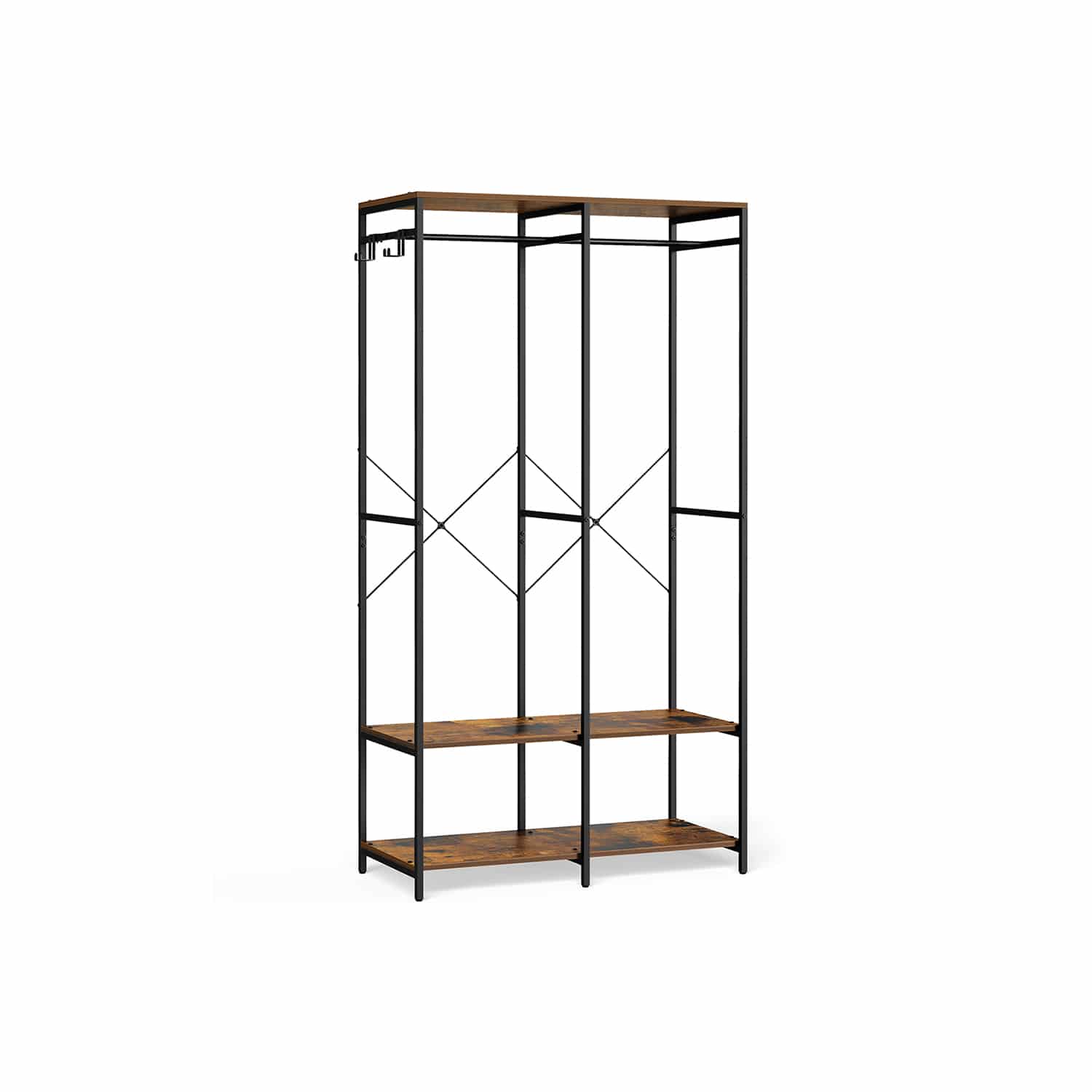 Kleiderschrank offen mit Kleiderstange vintagebraun Kleiderschrank offen mit Kleiderstange vintagebraun