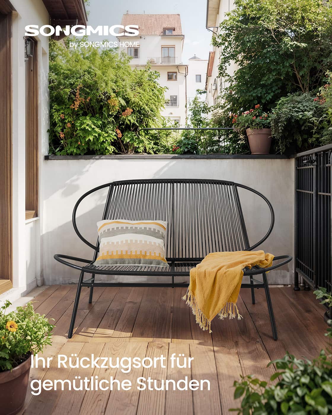 Gartenbank aus PE-Rattan 70 x 138,5 x 79 cm Gartenbank aus PE-Rattan 70 x 138,5 x 79 cm